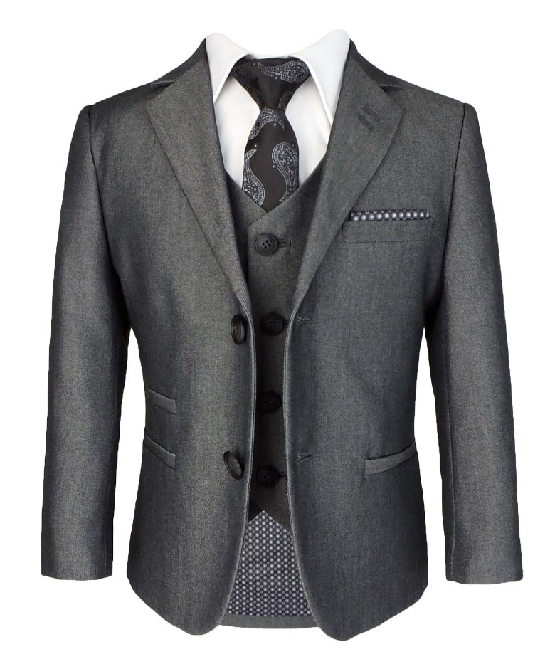 Boys Slim Fit Dark Grey Suit - VERONA