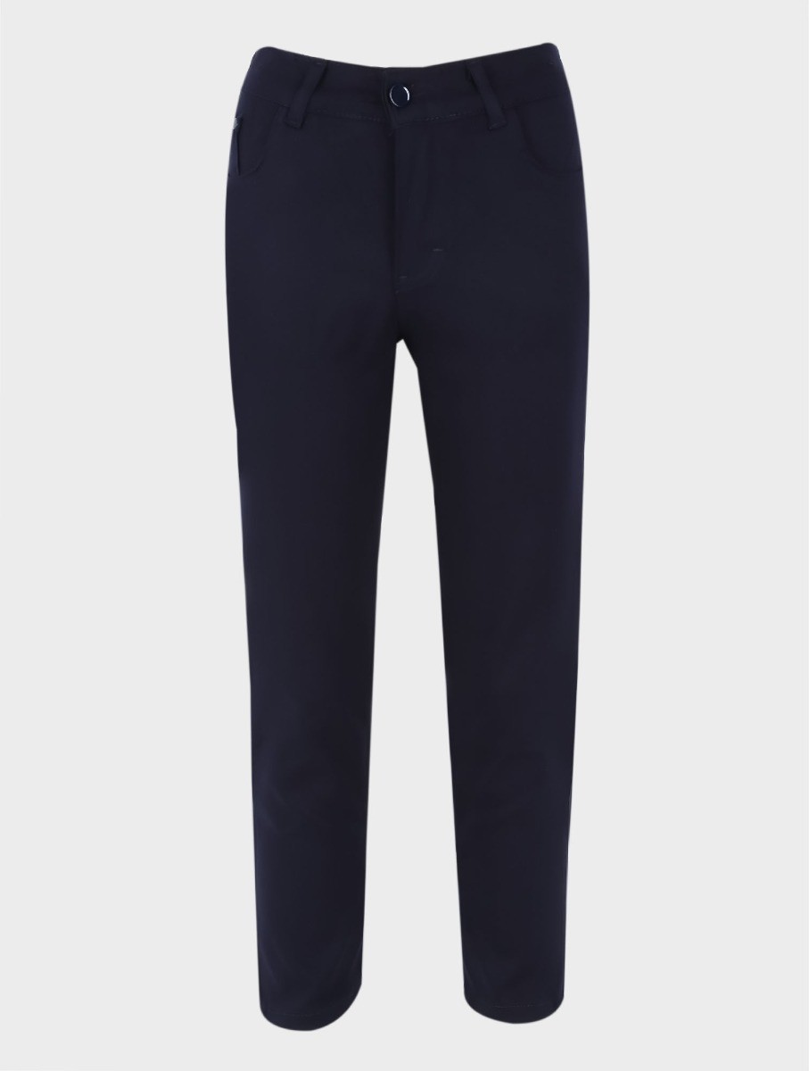 Boys Casual Stretch Chino Trousers - Dark Navy Blue