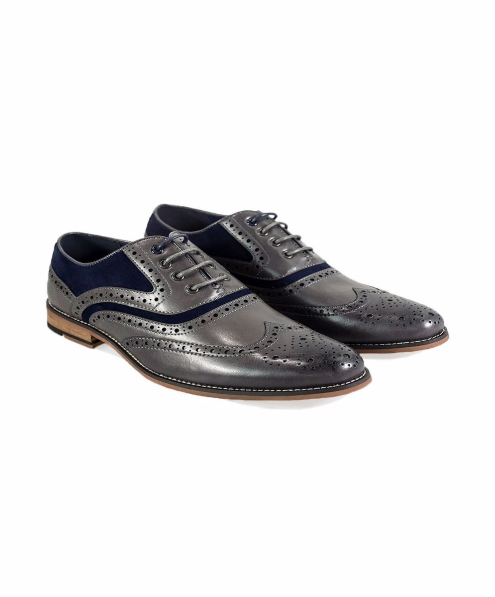 Men's Suede & Leather Oxford Brogue Shoes - ETHAN
