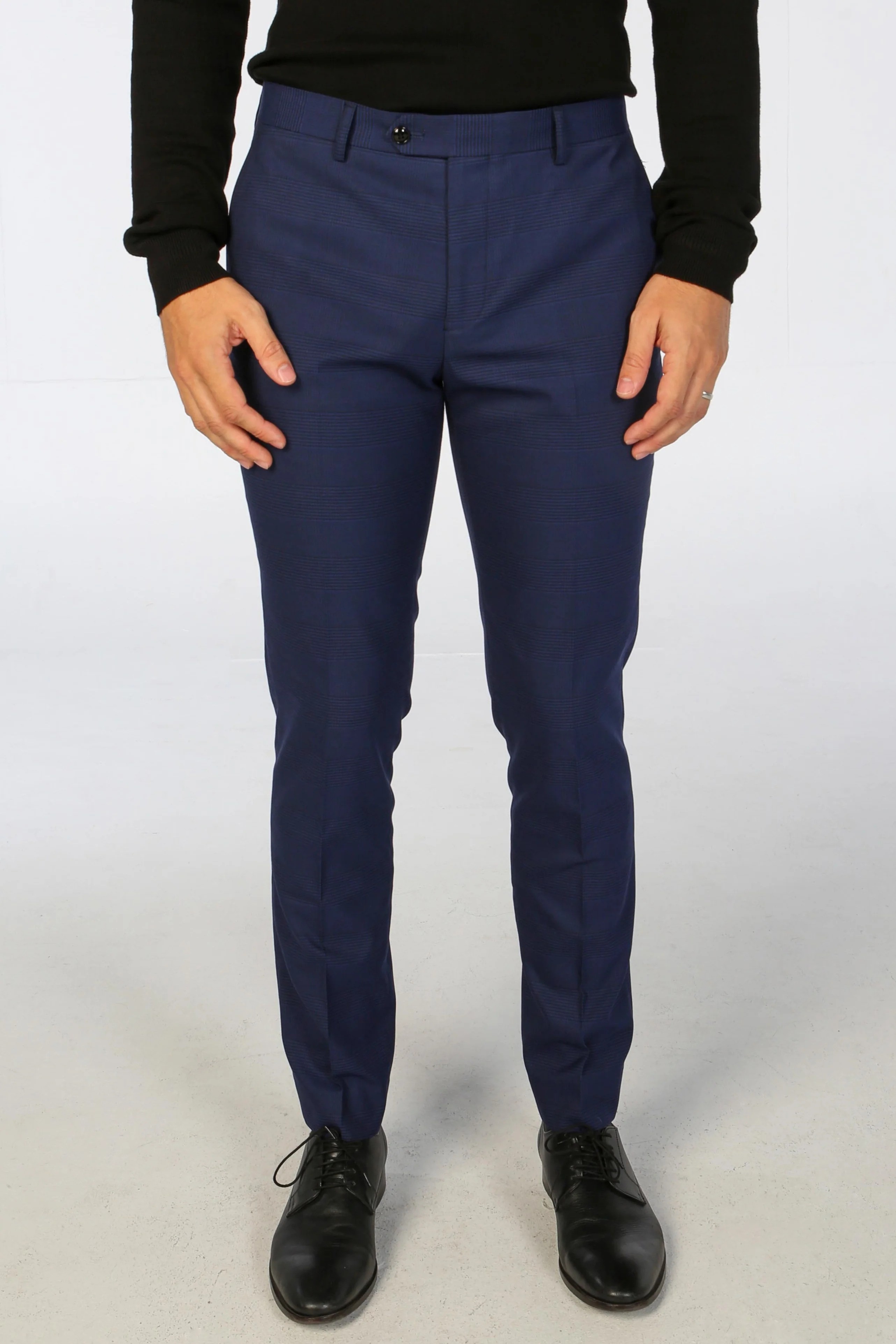 Men’s Navy Blue Check Trousers - MARK