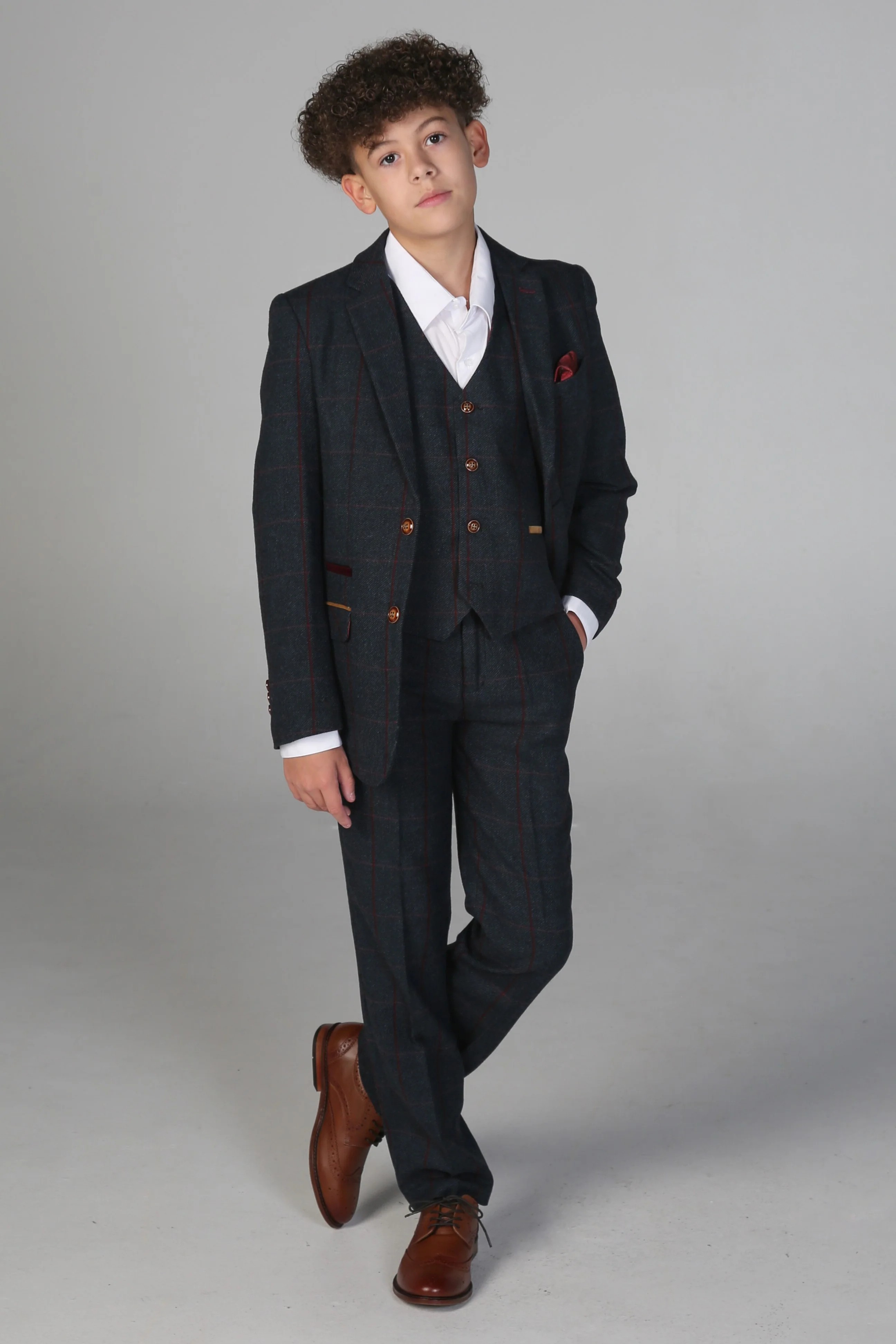 Boys’ Tailored Fit Tweed Check Suit – LEO