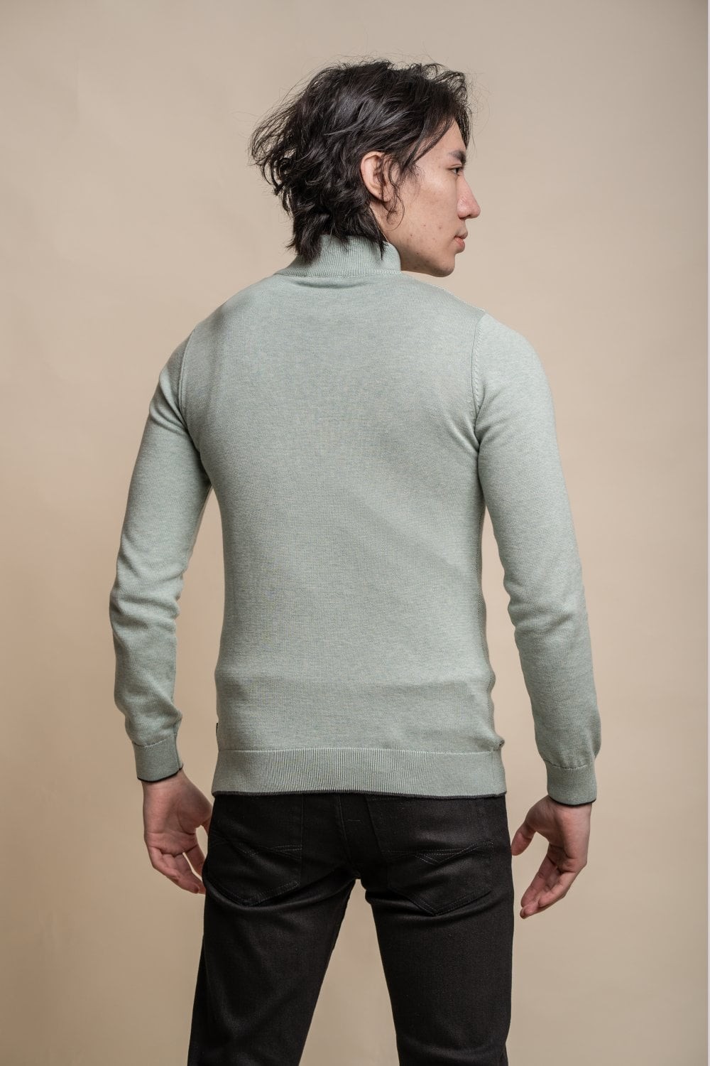 Men's Half Zip Knit Cotton Pullover - KYLE