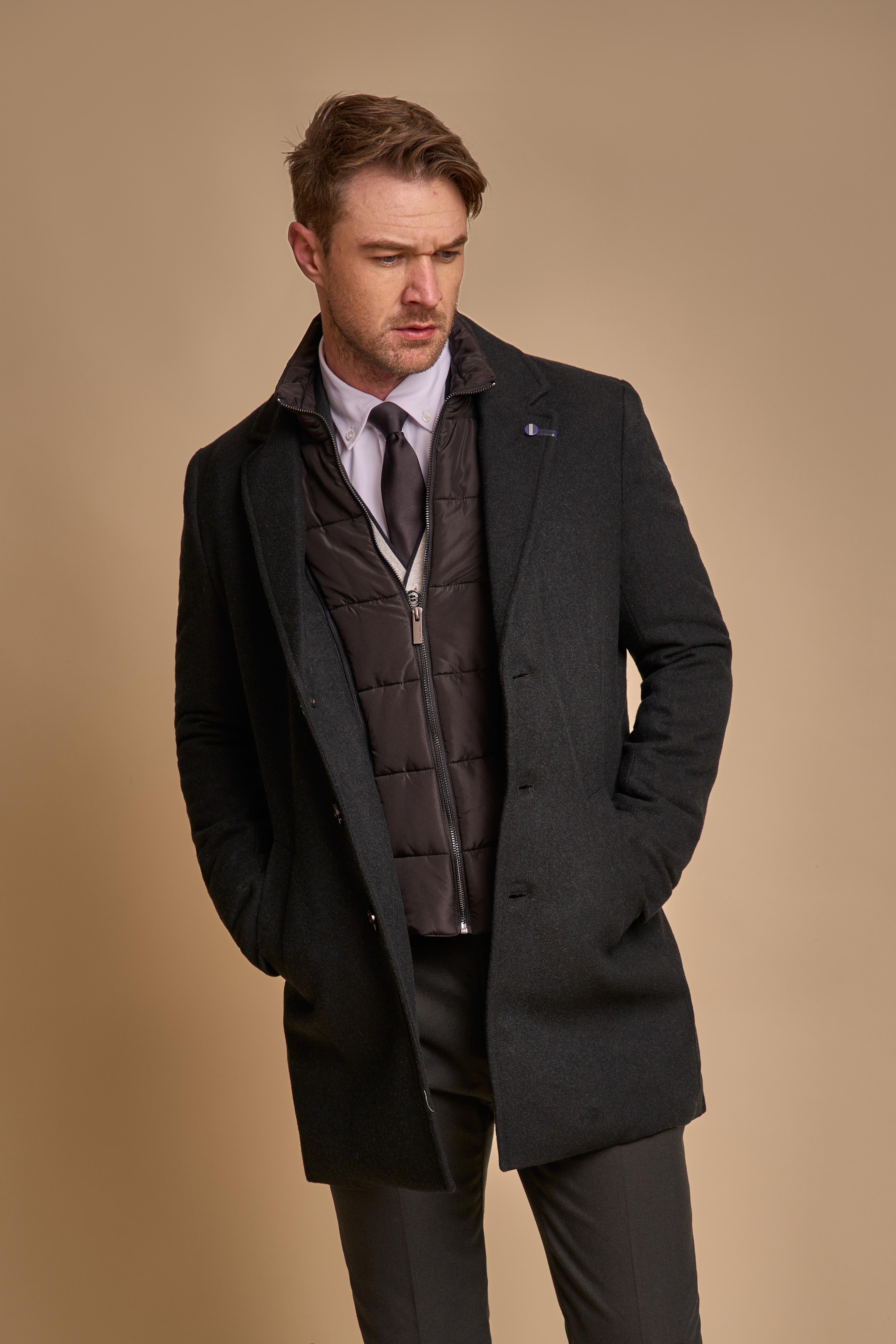 Men's Slim Fit Wool Blend Coat - SANFORD