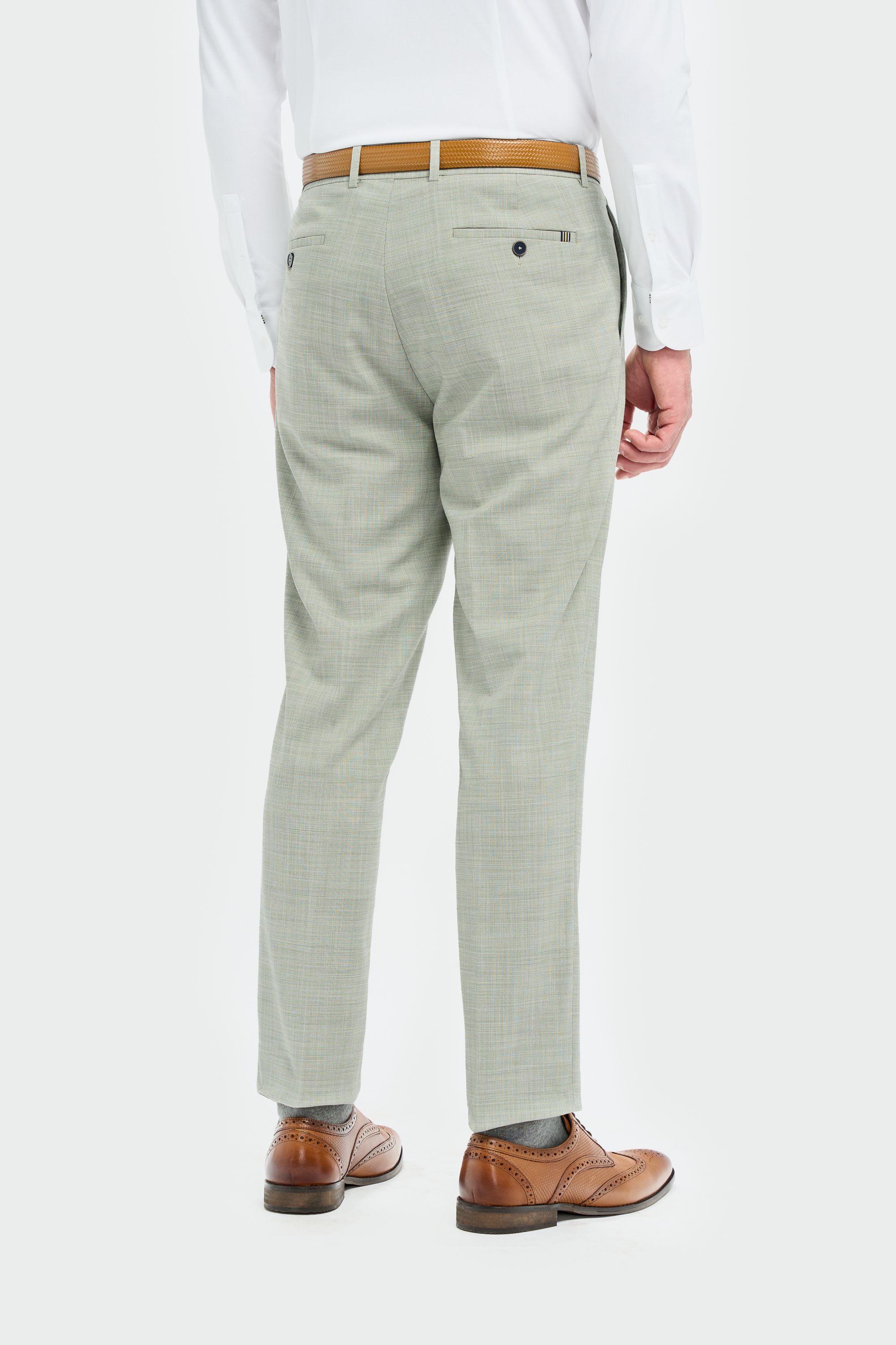 Men’s Sage Green Textured Trousers - Camden