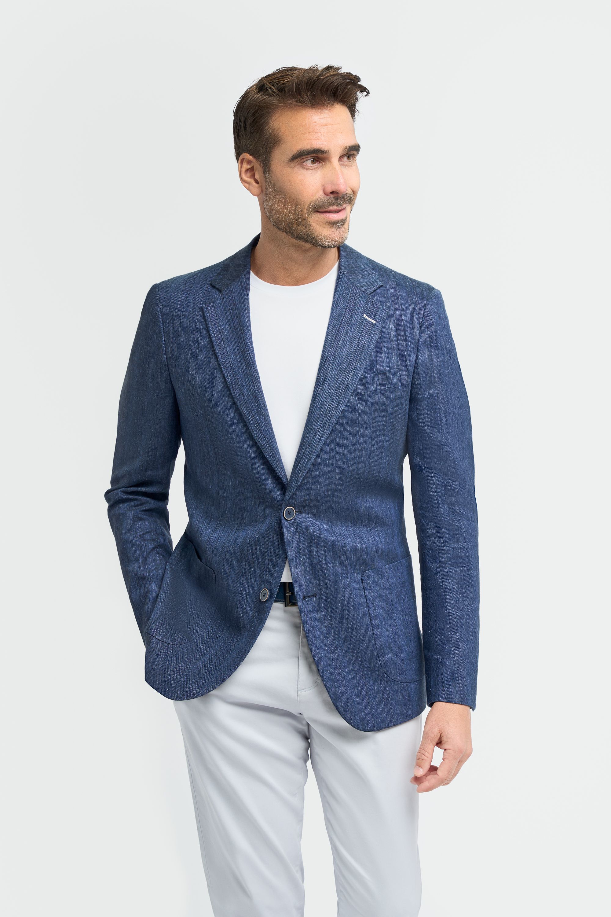 Men’s Patch Pocket Linen Blend Blazer - Luigi - Sky Blue