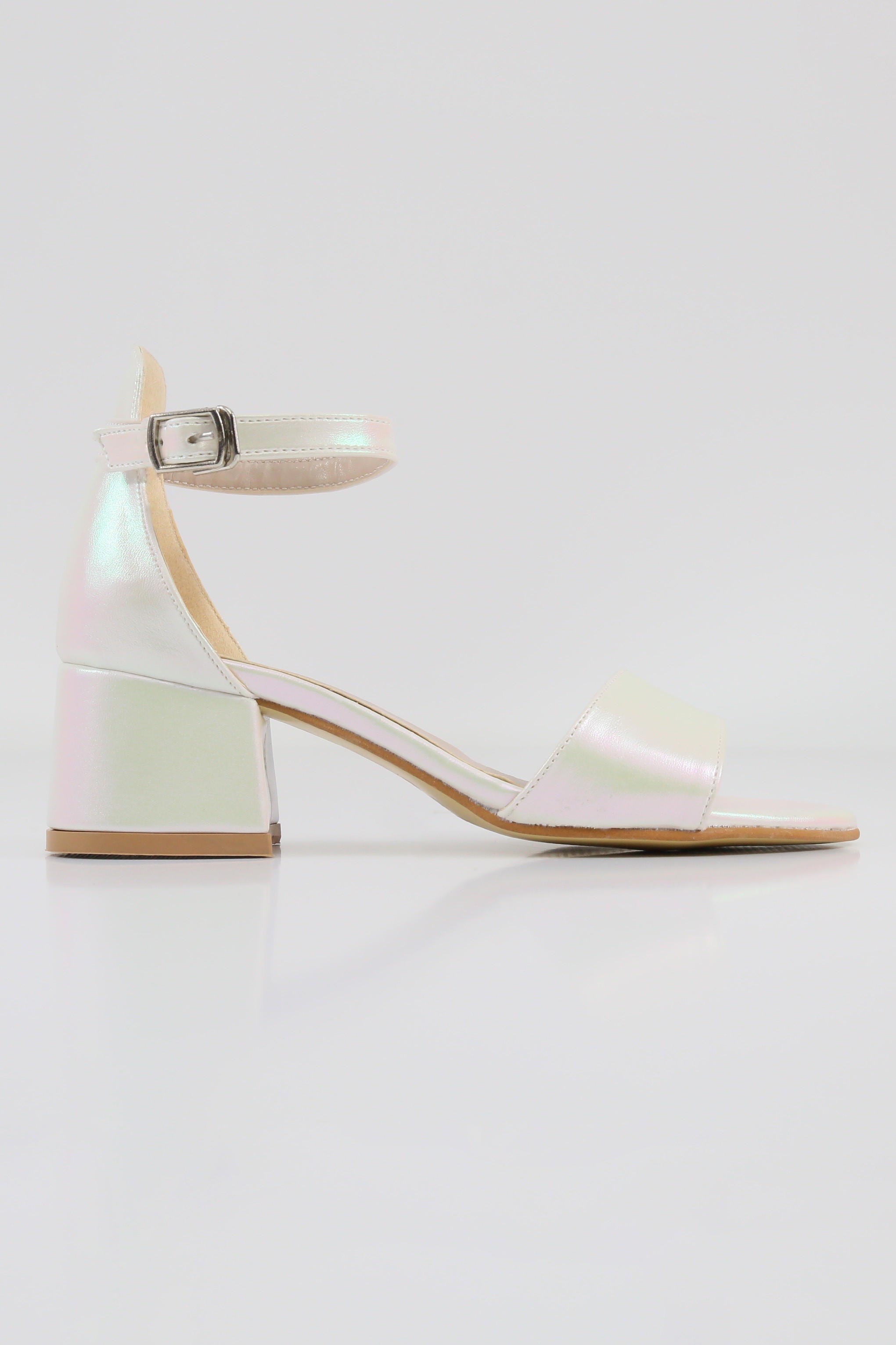 Girls Ankle-Strap Iridescent Block Heels Sandals - GRACE