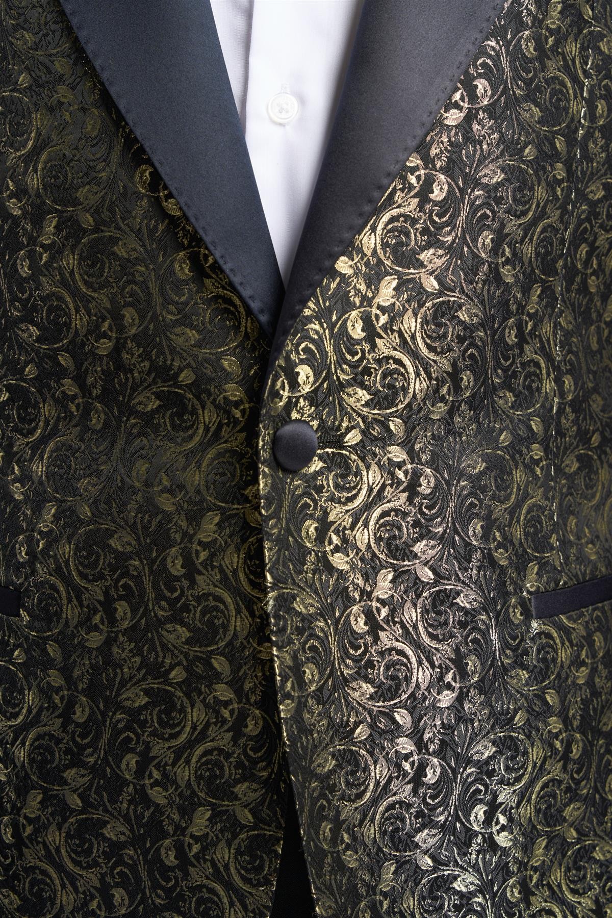 Men’s Paisley Shimmery Tuxedo Blazer - TOROS - Gold