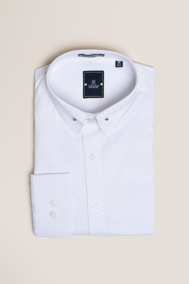 Men's Cotton Slim Fit Long Sleeve Formal white Shirt - DIAZ