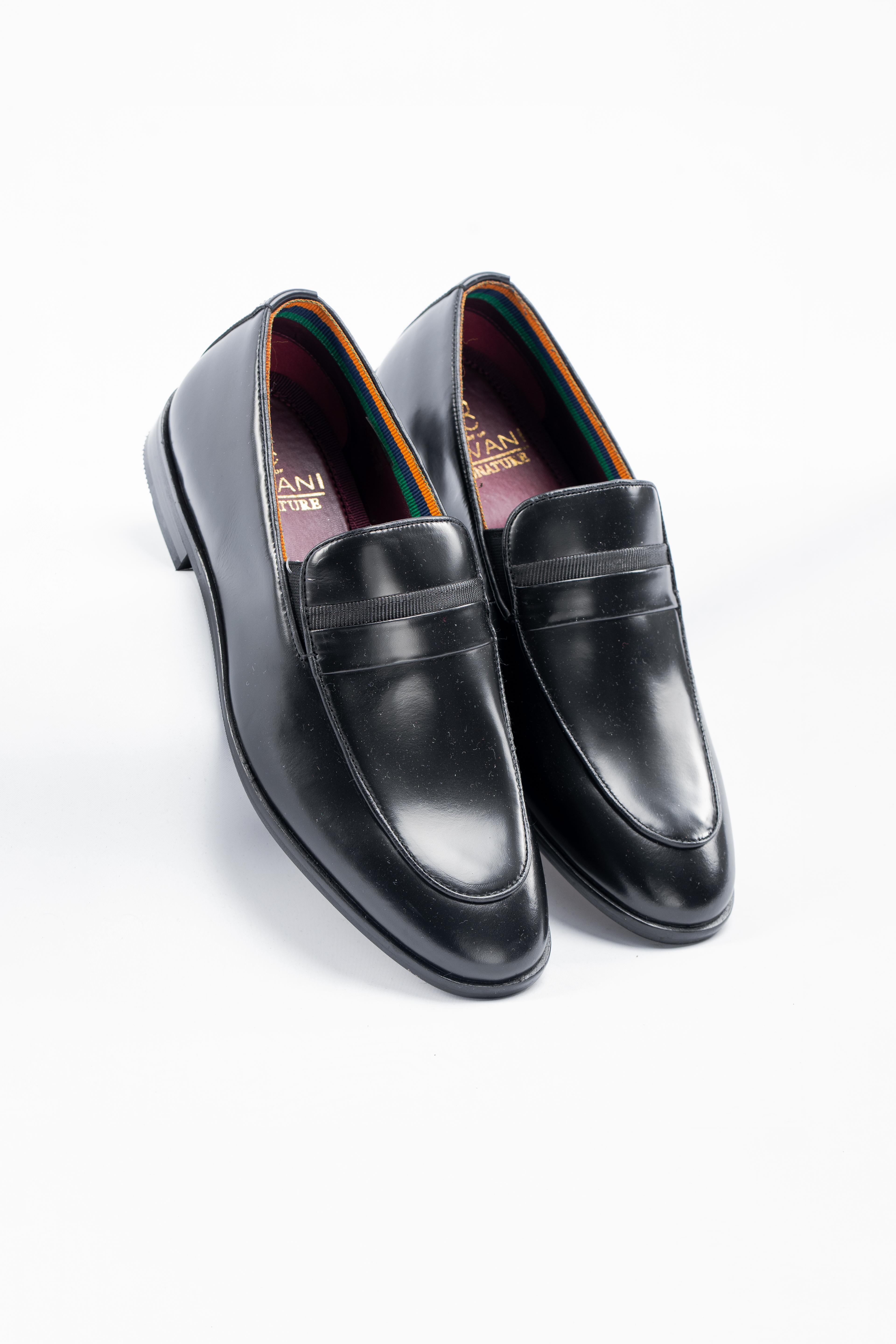 Men's Calssic Black Slip On Loafers - RENO