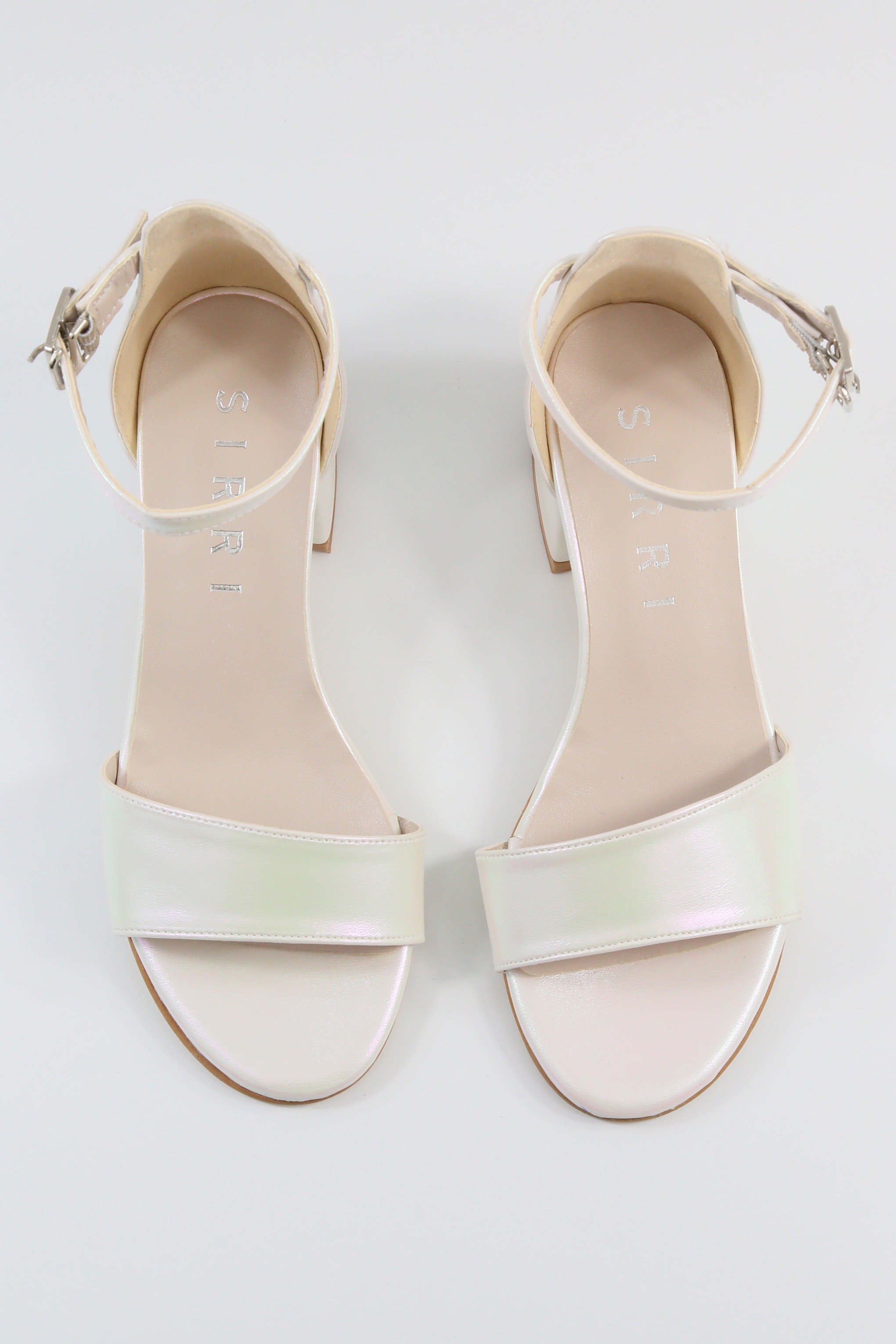 Girls Ankle-Strap Iridescent Block Heels Sandals - GRACE