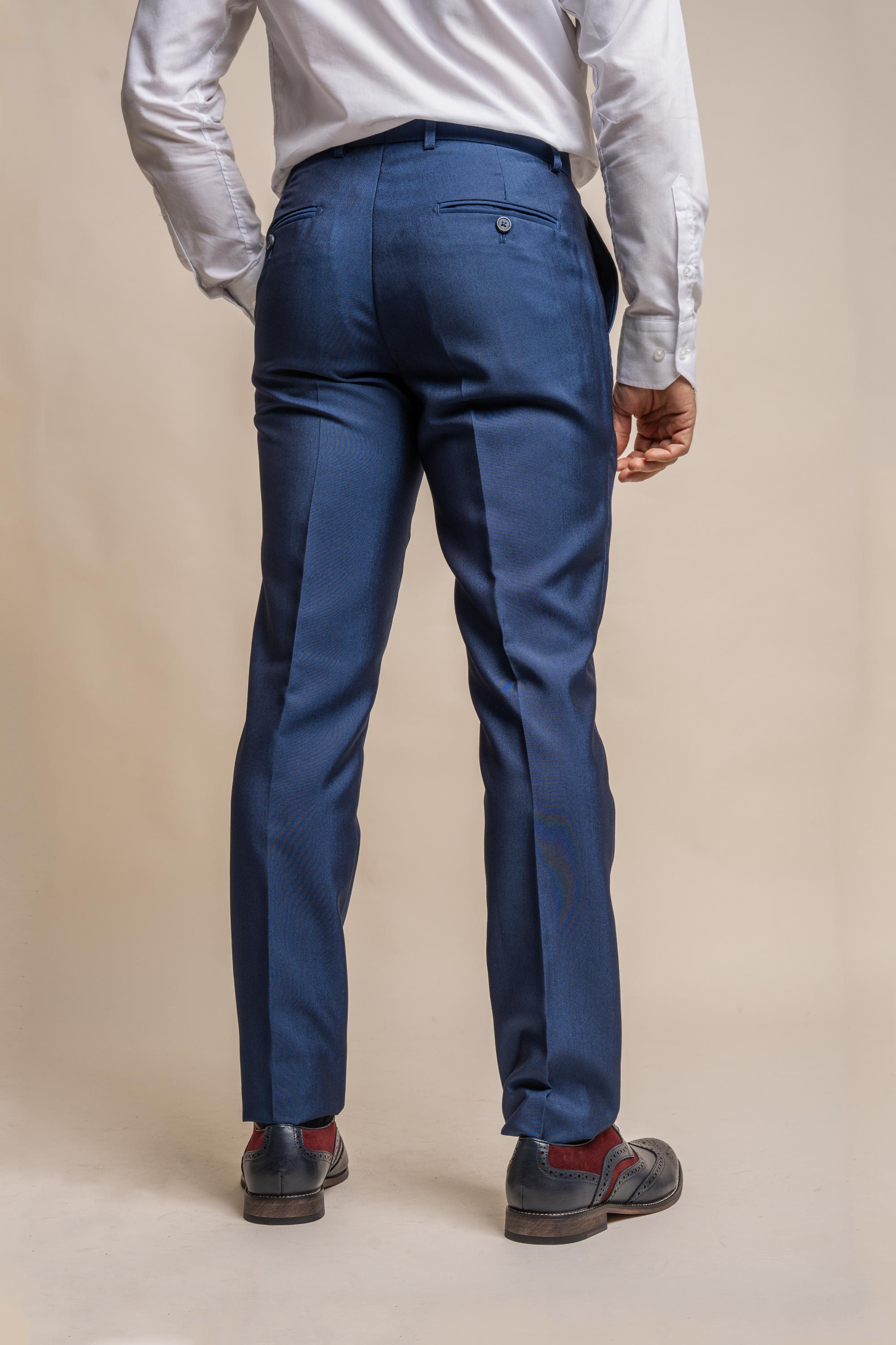 Blue Mens Dress Pants Men's Casual Solid Skinny Pencil Pants Zipper Elastic  Waist Pants Trousers - Walmart.com