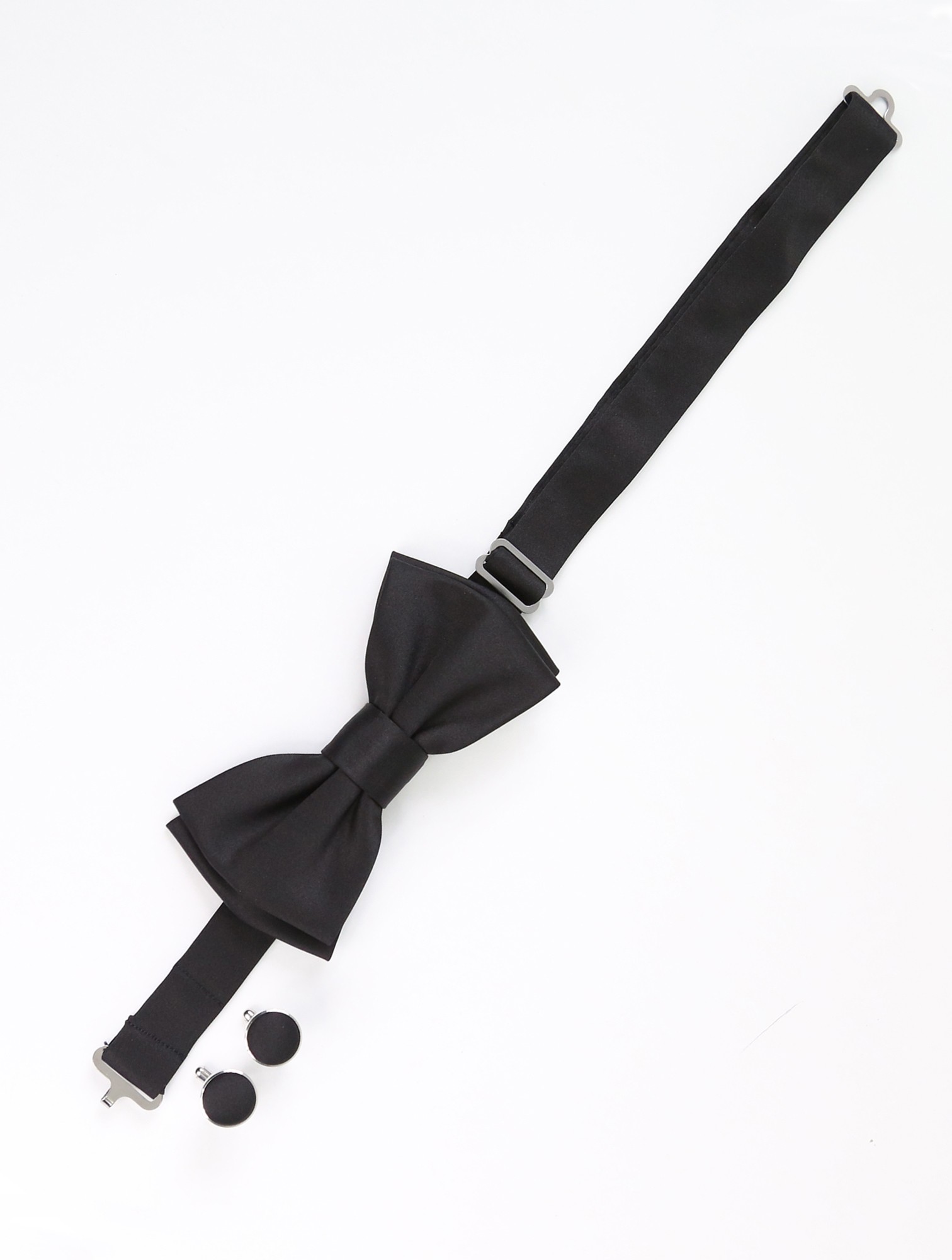 Men's Black Bow Tie & Cufflinks Set