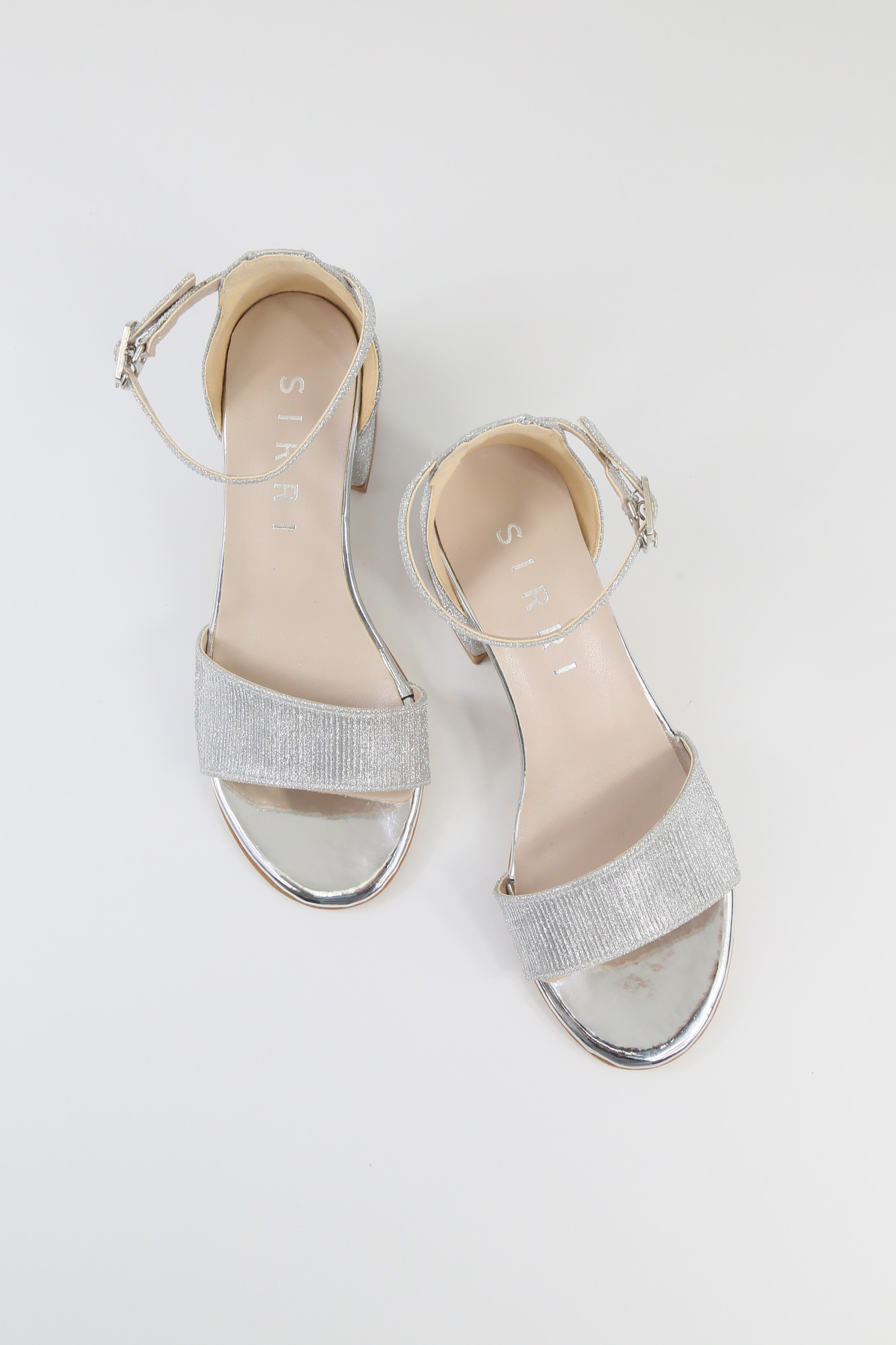 Girls Textured Silver Block Heel Sandals - JENNY