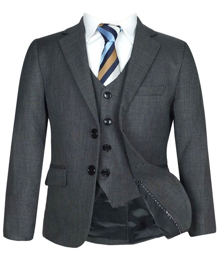 Boys Tailored Fit Formal Suit - Charcoal Grey