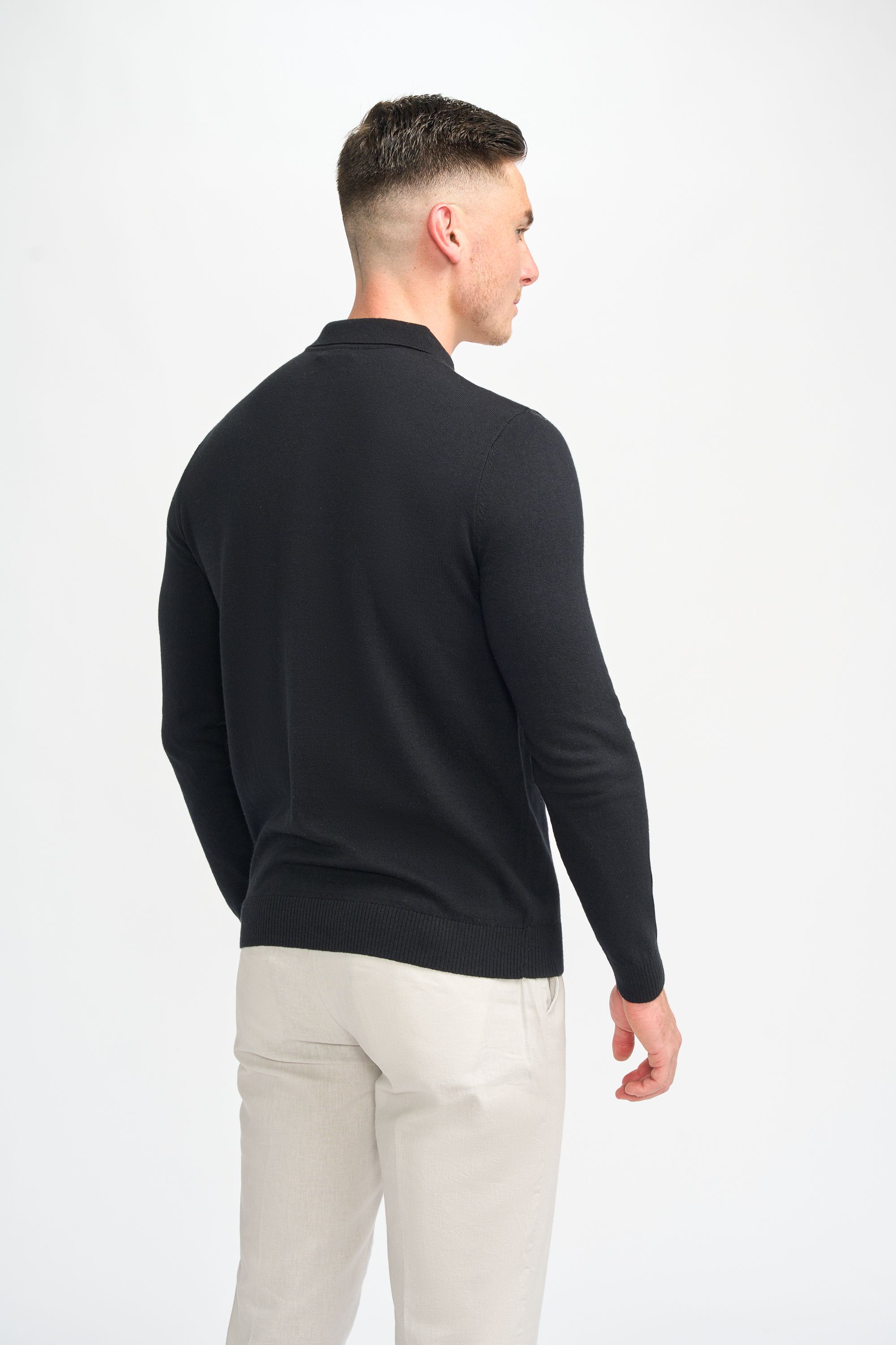 Men’s Wool Knit Long Sleeve Polo Shirt - Boom