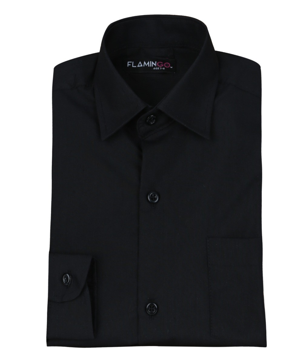 Boys Classic Collar Long Sleeve Shirt - Black