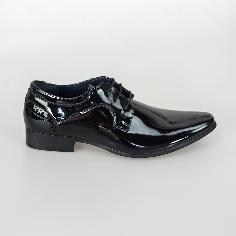Men's Patent Lace up Tuxedo Shoes - SCOTT Black - Black