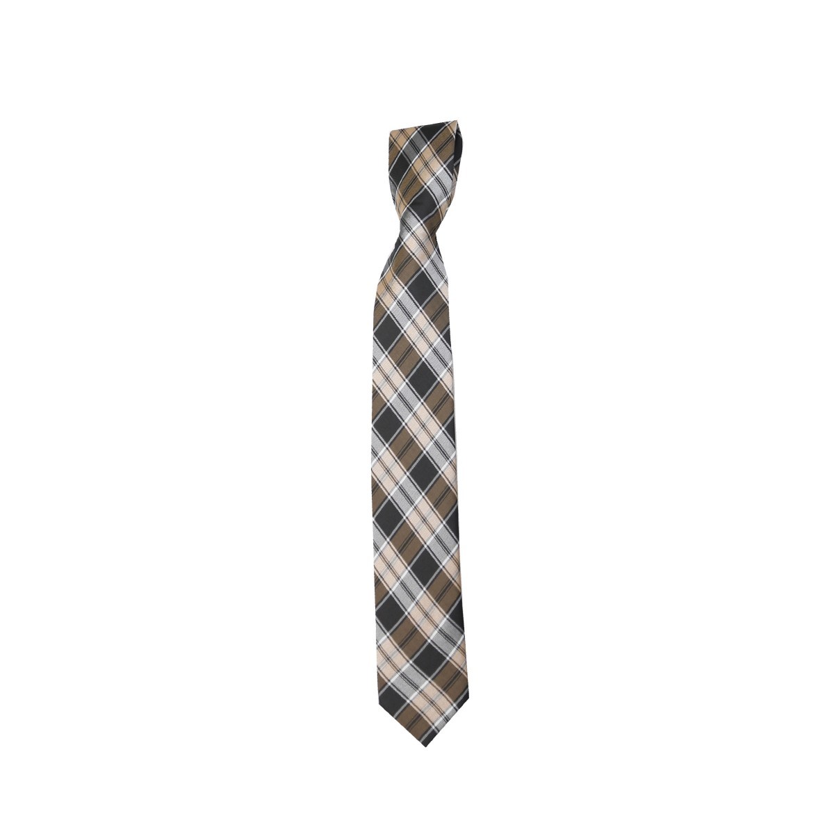 Boys Plaid Checkered Tie & Hankie Set - Brown and Beige