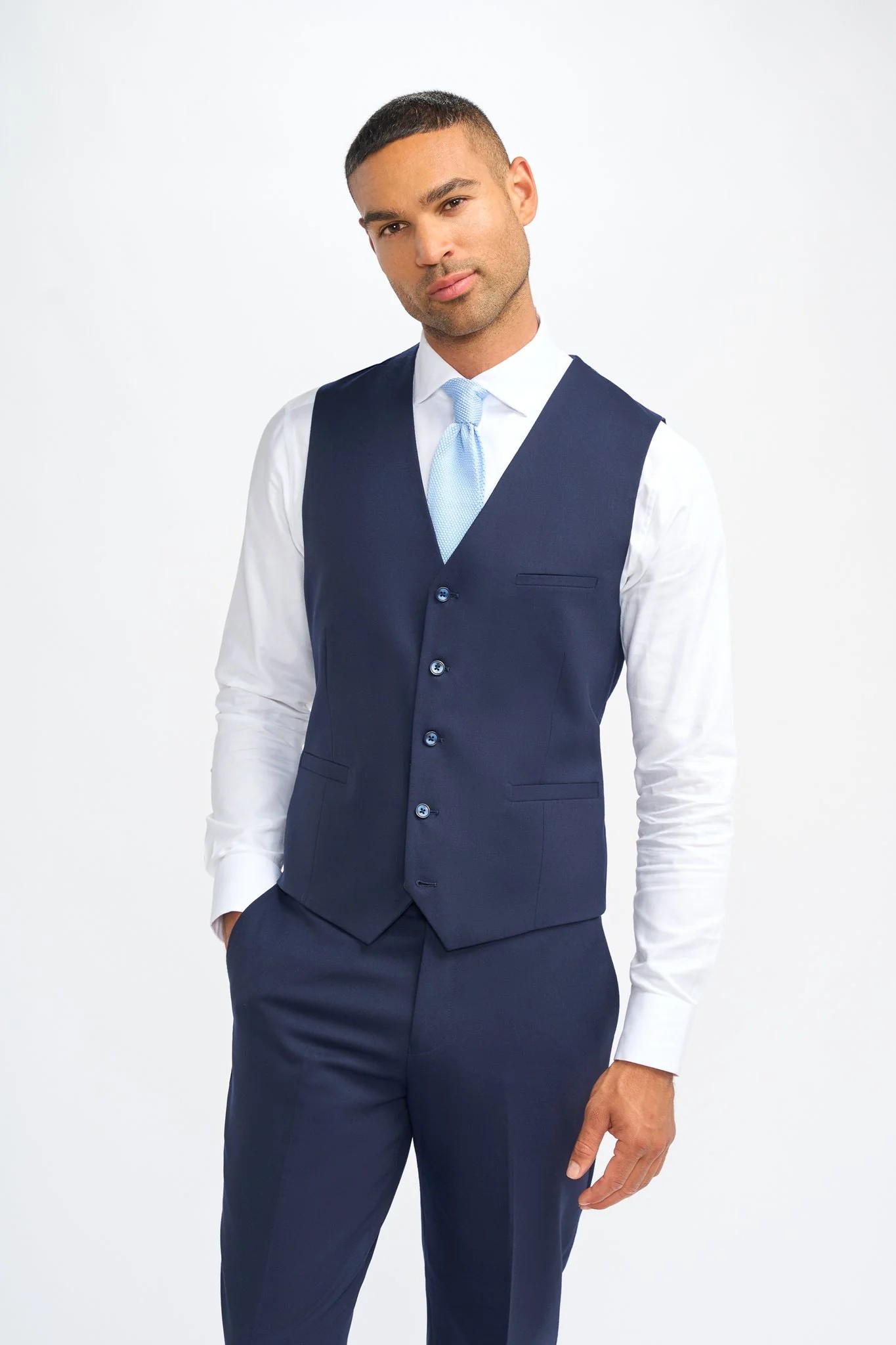 Men’s Wool Slim Fit Formal Waistcoat - James - Navy Blue