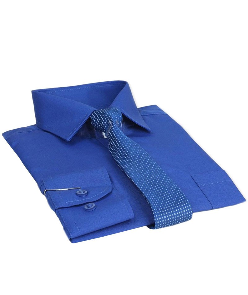 Boys Dress Shirt and Tie Set - Royal Blue