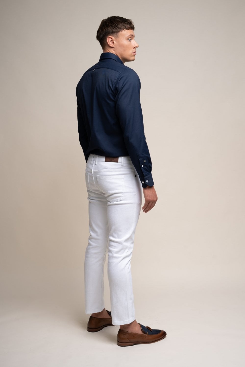 Men's Cotton Slim Fit Stretch Denim Jeans - MILANO - White