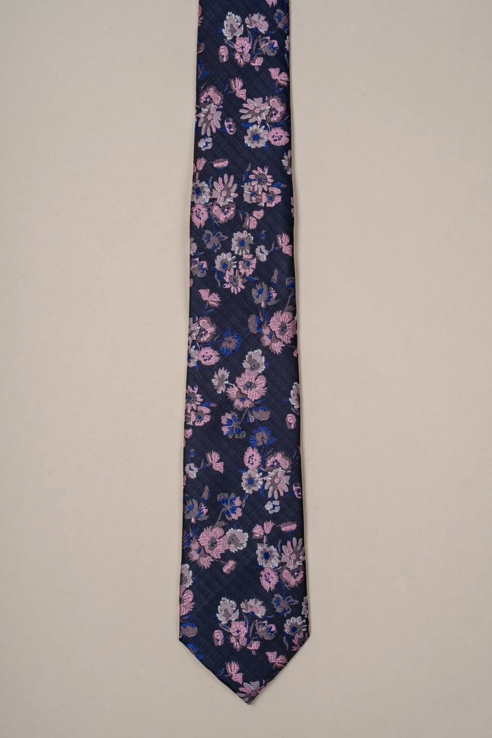 Men's Floral Patterned Tie  - Navy and Pink