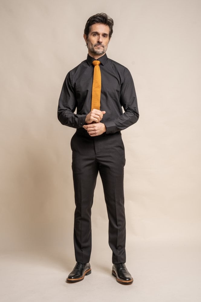 Men's Slim Fit Formal Black Trousers - MARCO - Black