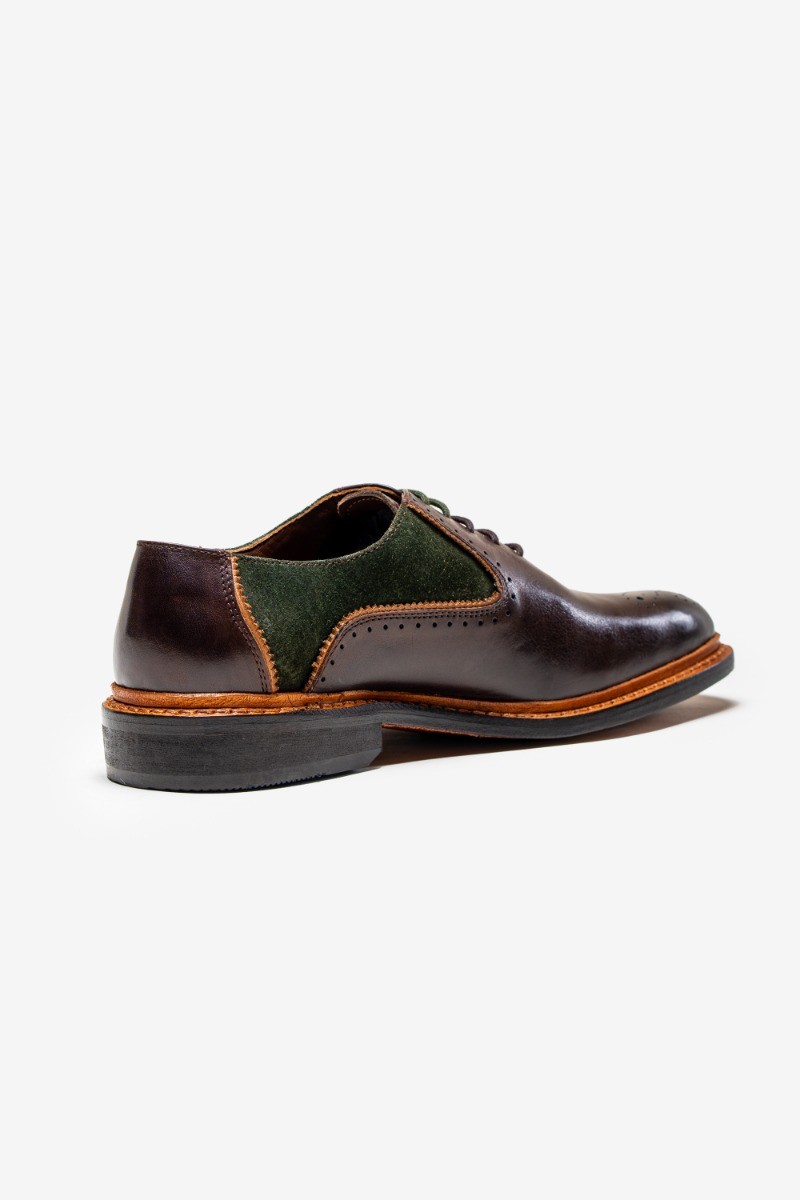 Men's Lace Up Suede & Leather Dress Shoes - BRENTWOOD