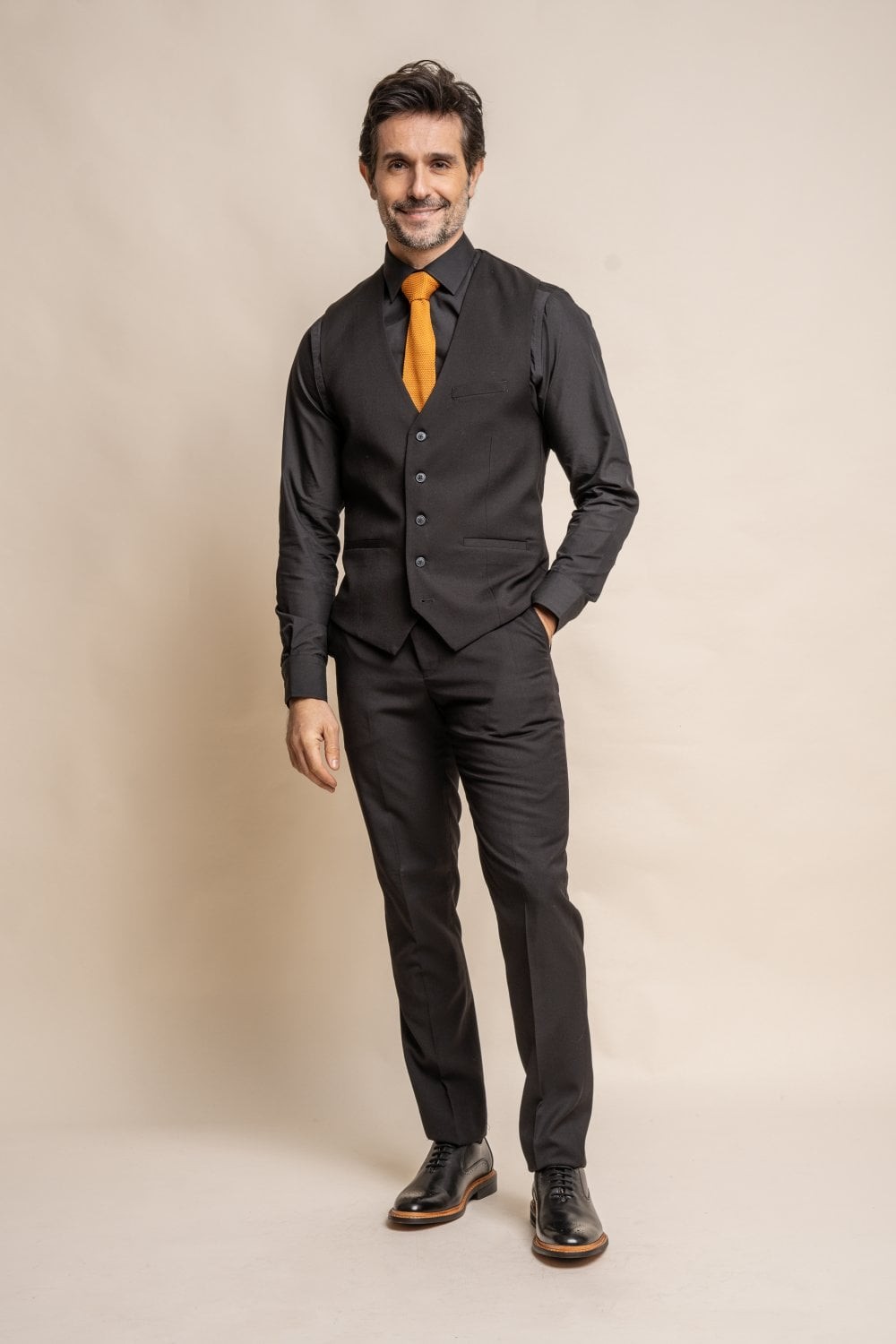 Men's Slim Fit  Black Formal Waistcoat - MARCO - Black