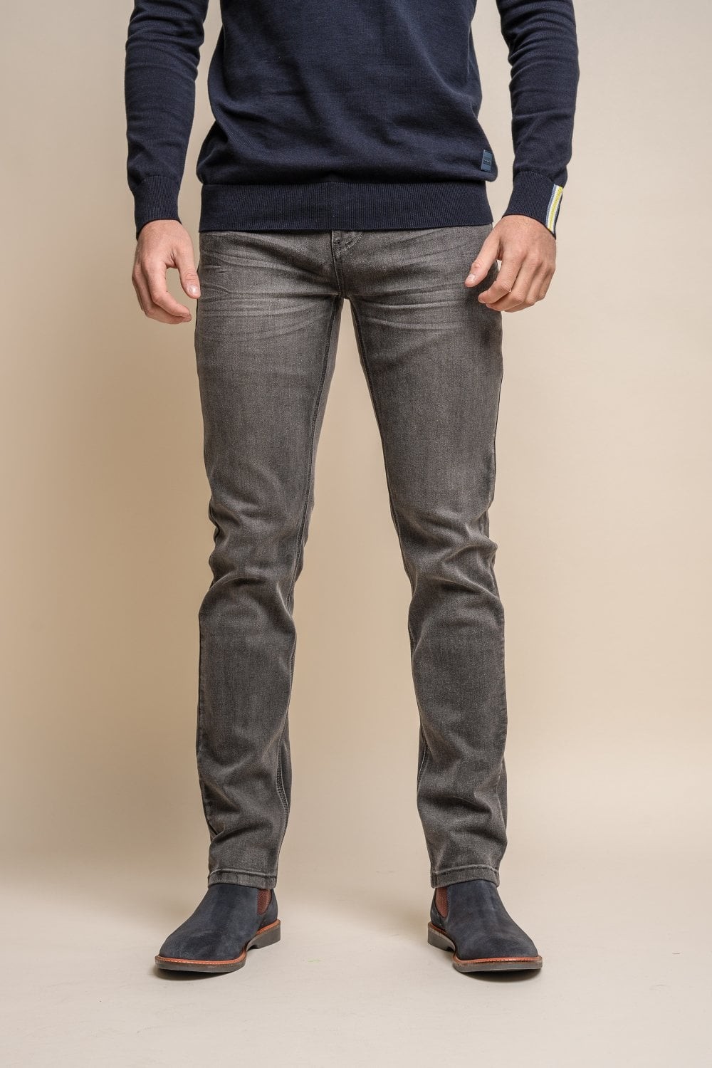 Men's Slim Fit Denim Jeans - EVANS Grey