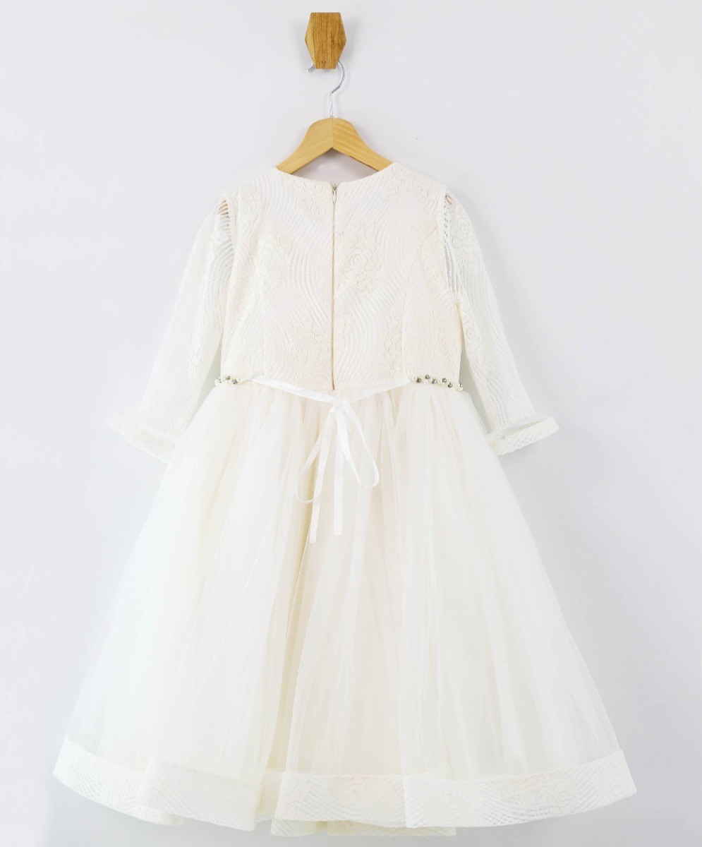 Flower Girls Lace Embroidered White Dress Set