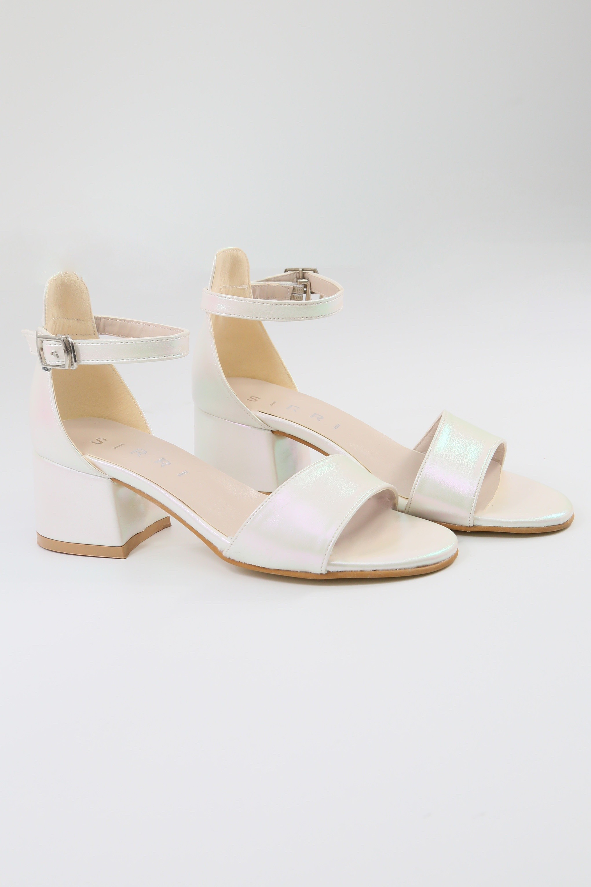 Girls Ankle-Strap Iridescent Block Heels Sandals - GRACE