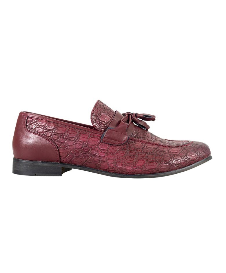 Men's Crocodile Embossed Tassel Loafers- BRINDISI