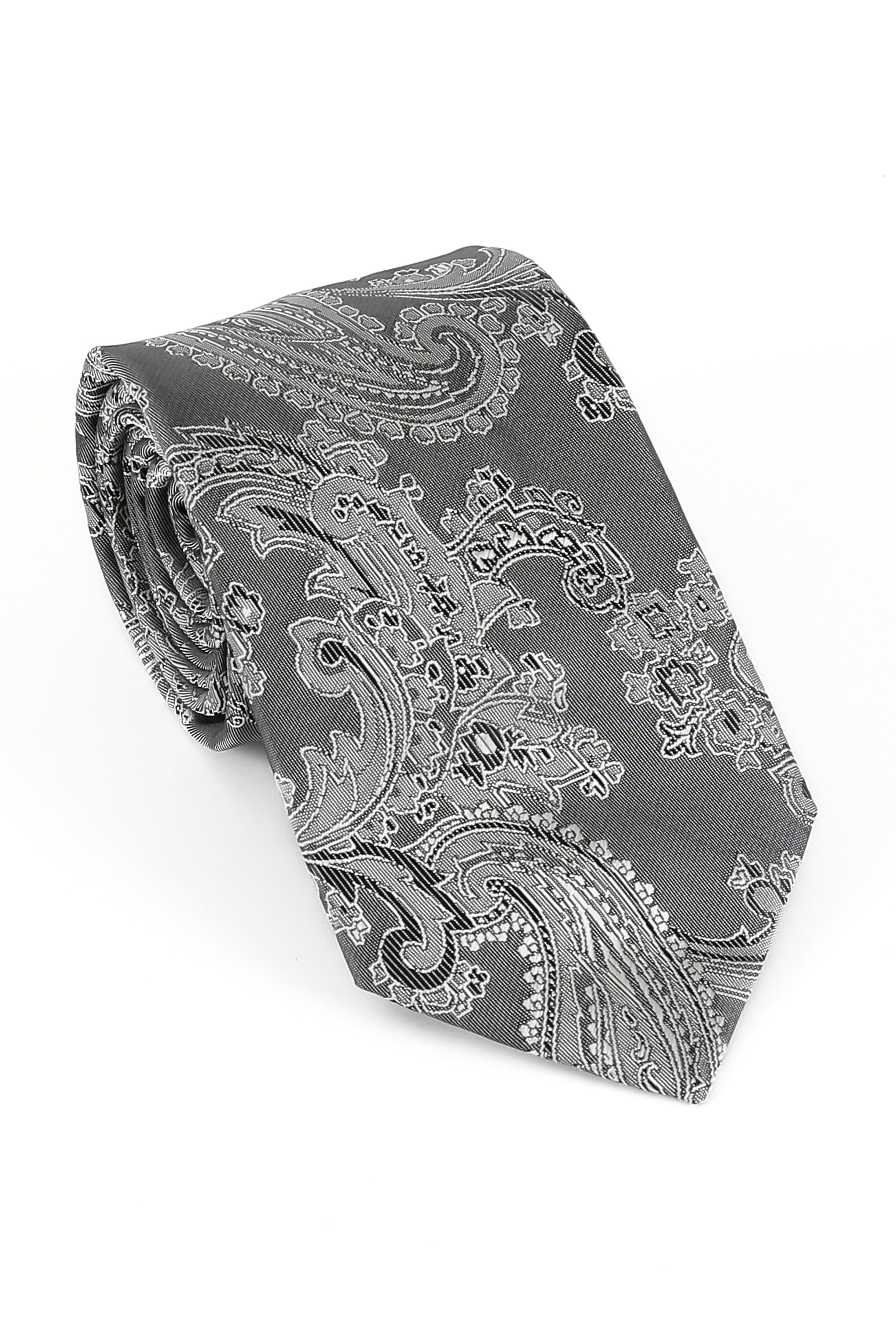 Men's Paisley Tie Cufflink Set - Grey