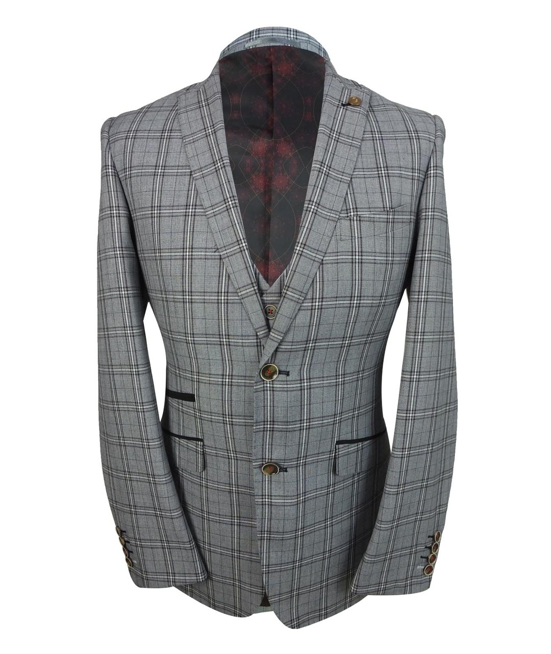 Men s Slim Fit Check 3PC Suit MARCELLO