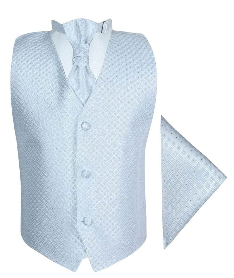 Boys & Men Waistcoat Cravat Hanky Set - White