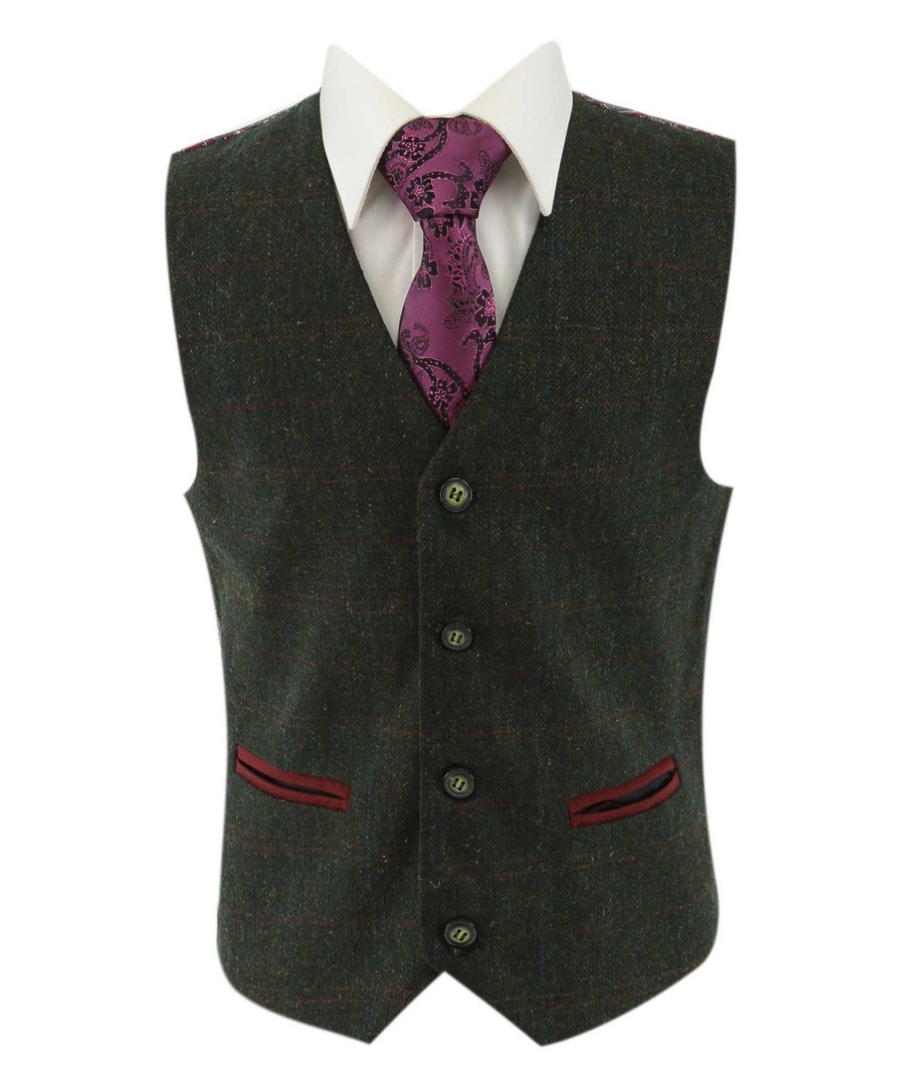 Boys Tweed Check Tailored Fit Suit - JOSHUA Green