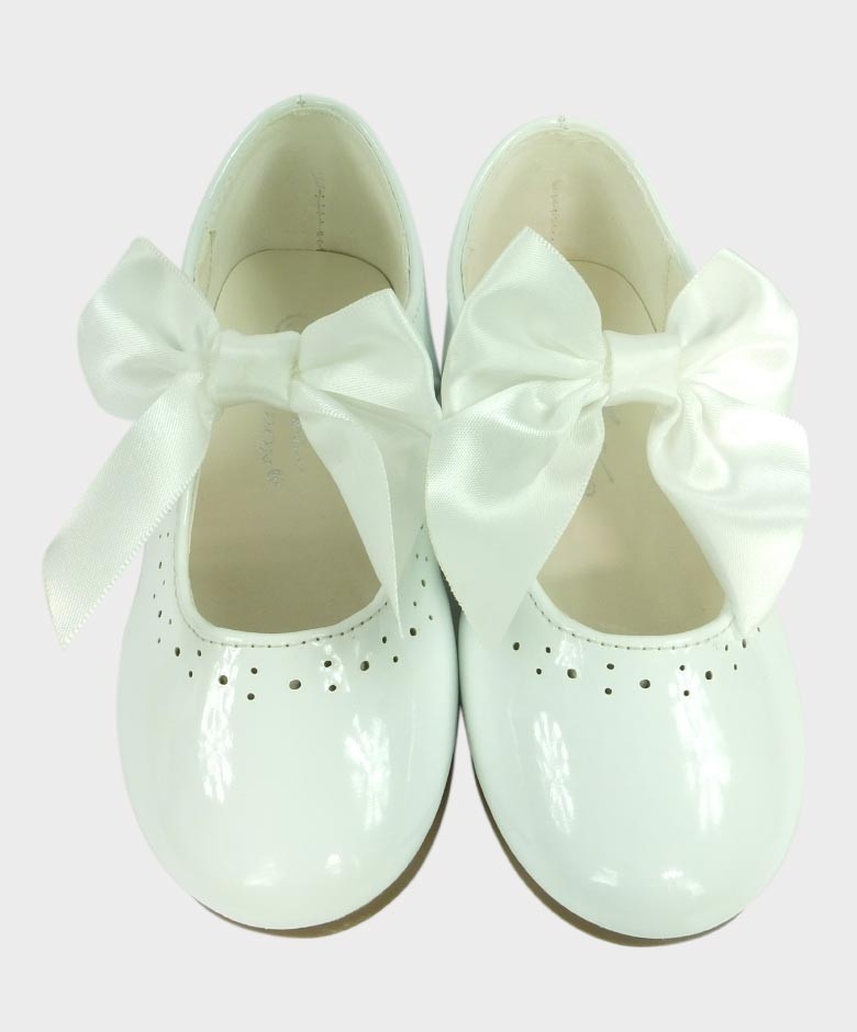 Girls Patent Mary Jane Flat Shoes - White