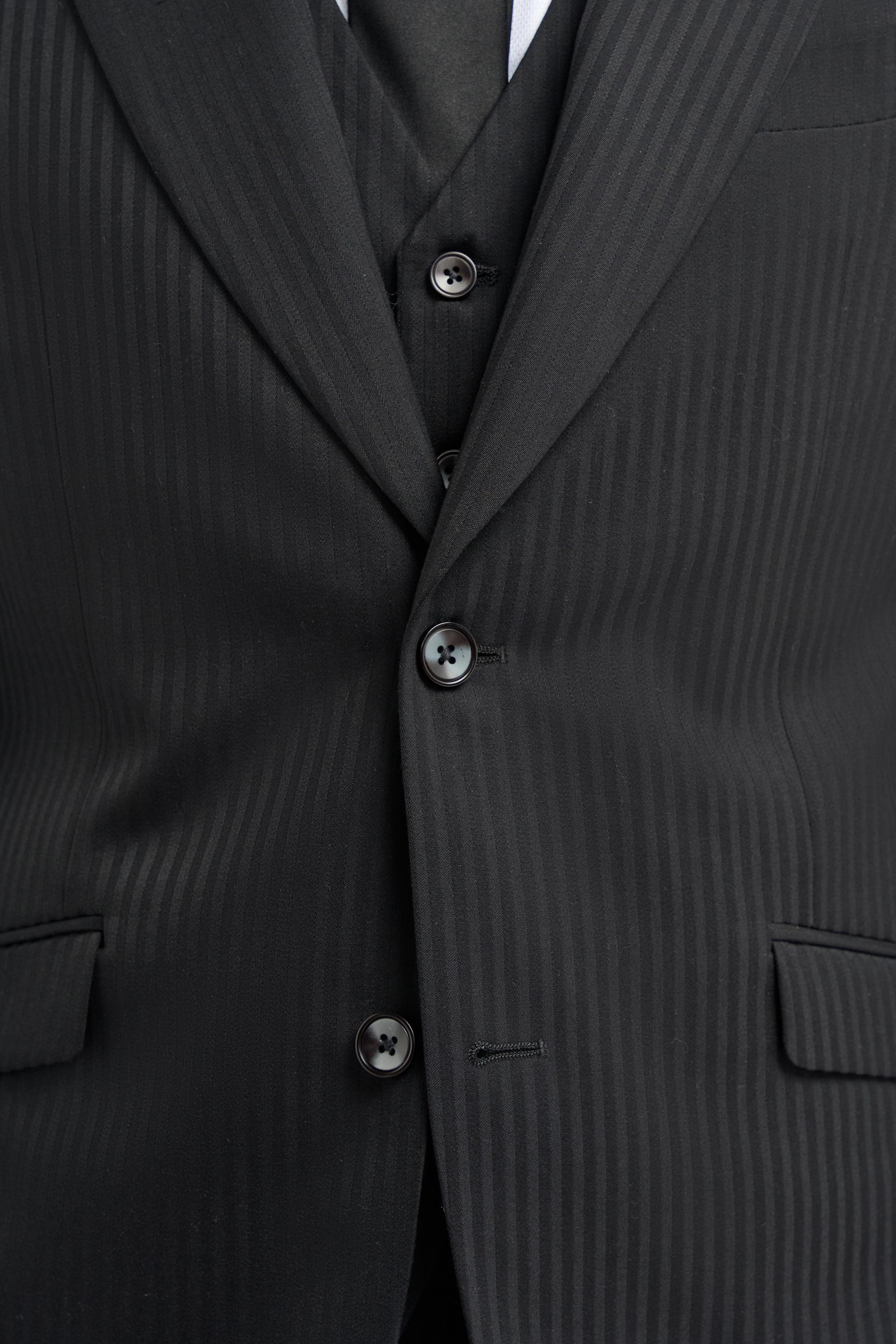 Men’s Black Wool Pinstripe Suit Jacket - Roberto