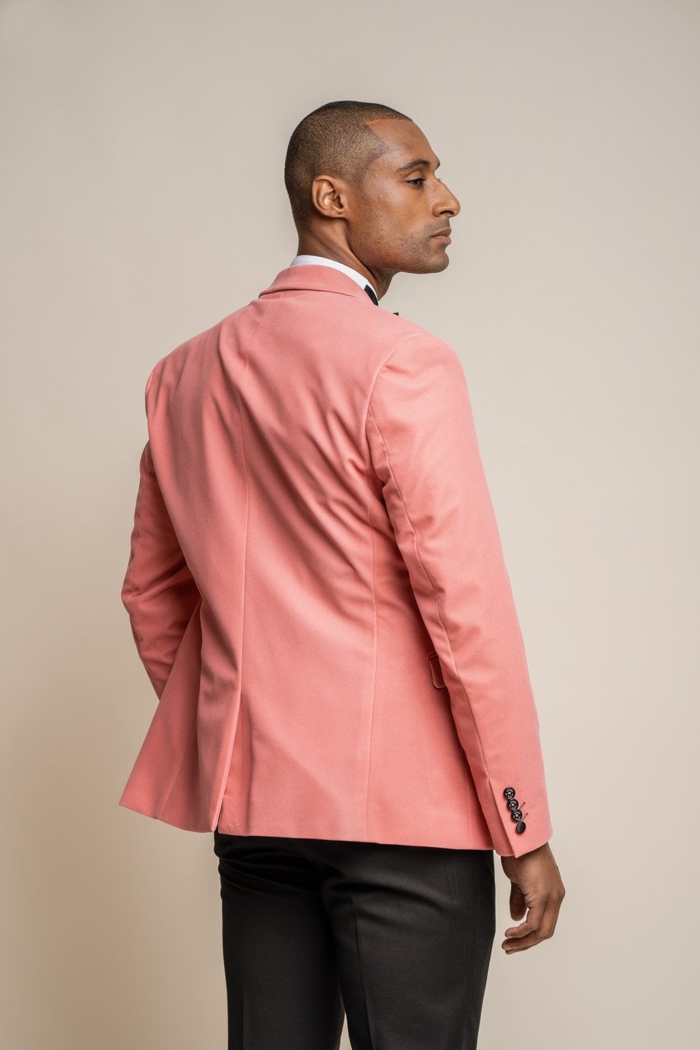 Men's Slim Fit Velvet Tuxedo Blazer - ROSA - Pink