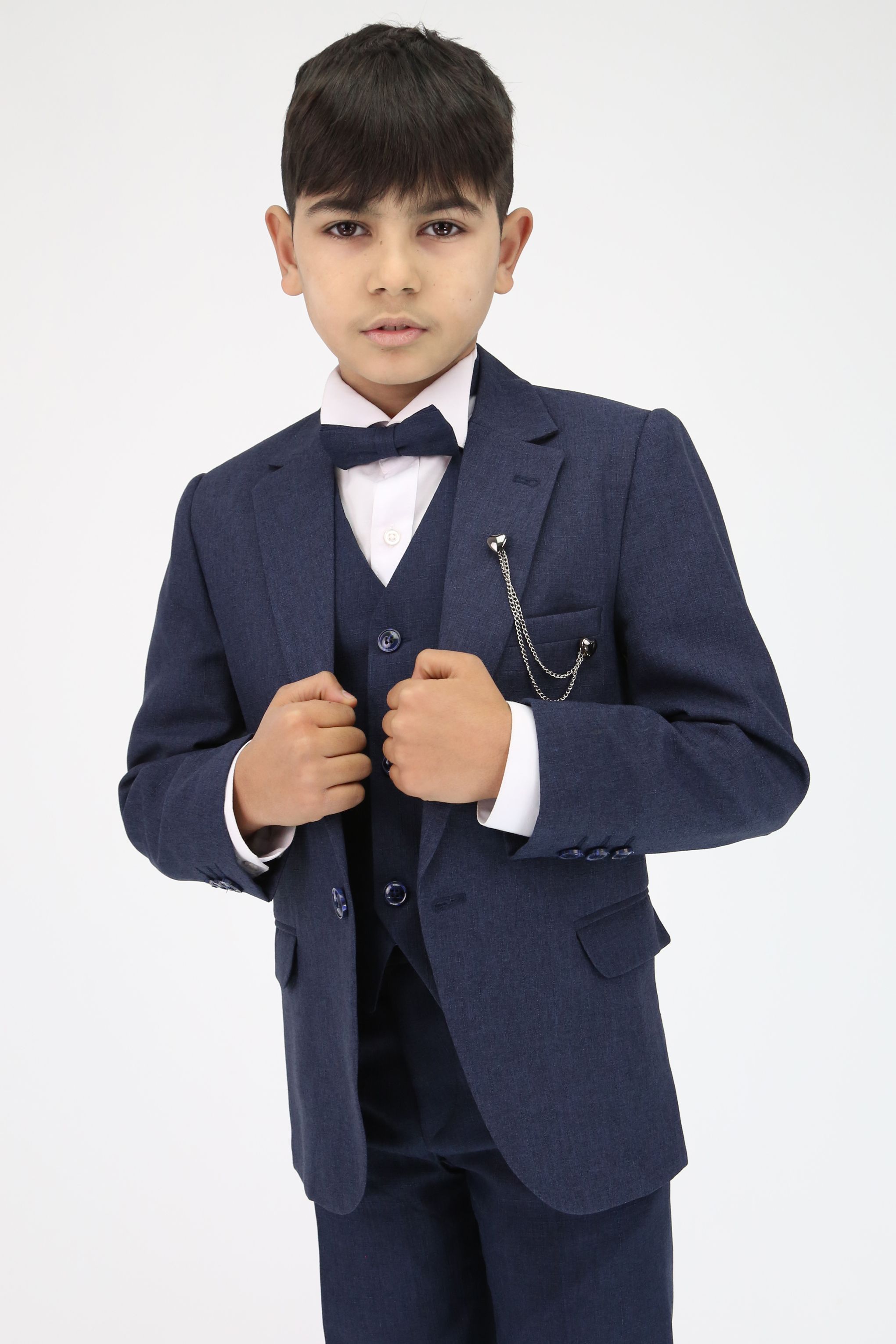 Boys Slim Fit Textured 6-Piece Formal Suit Set