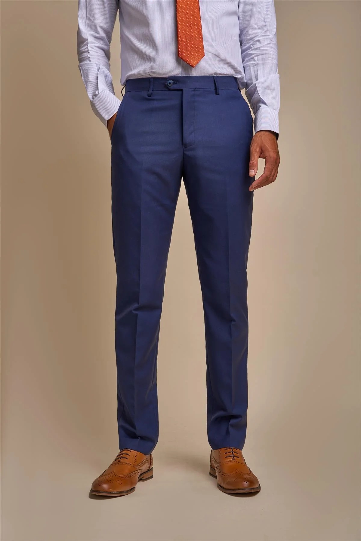 Men's Navy Blue Trousers Slim Fit - JEFFERSON - Navy Blue