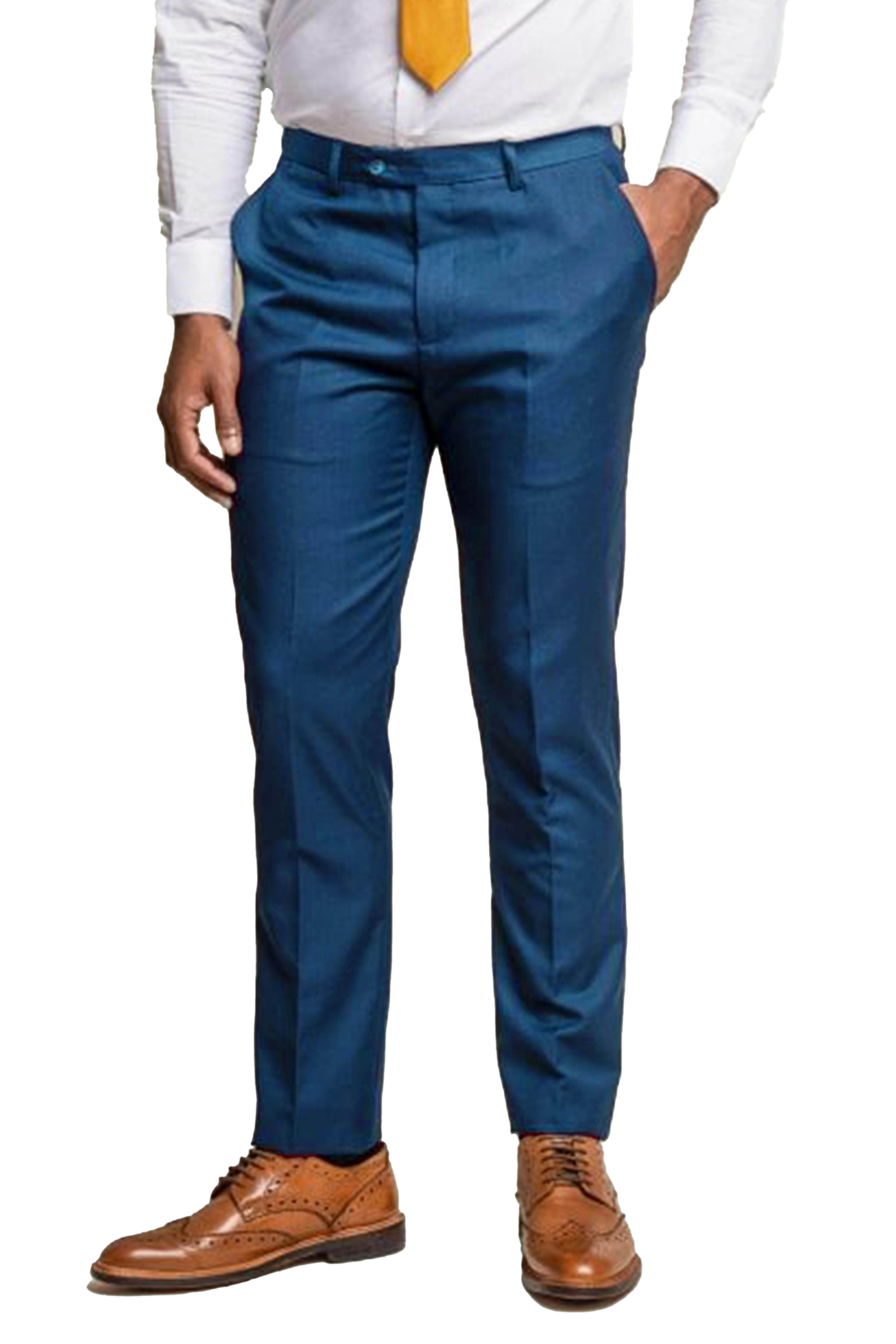 Men's Navy Blue Trousers Slim Fit - JEFFERSON - Navy Blue