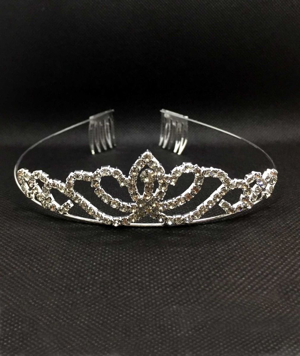 Sparkling Silver Crystal Tiara Crown for Girls