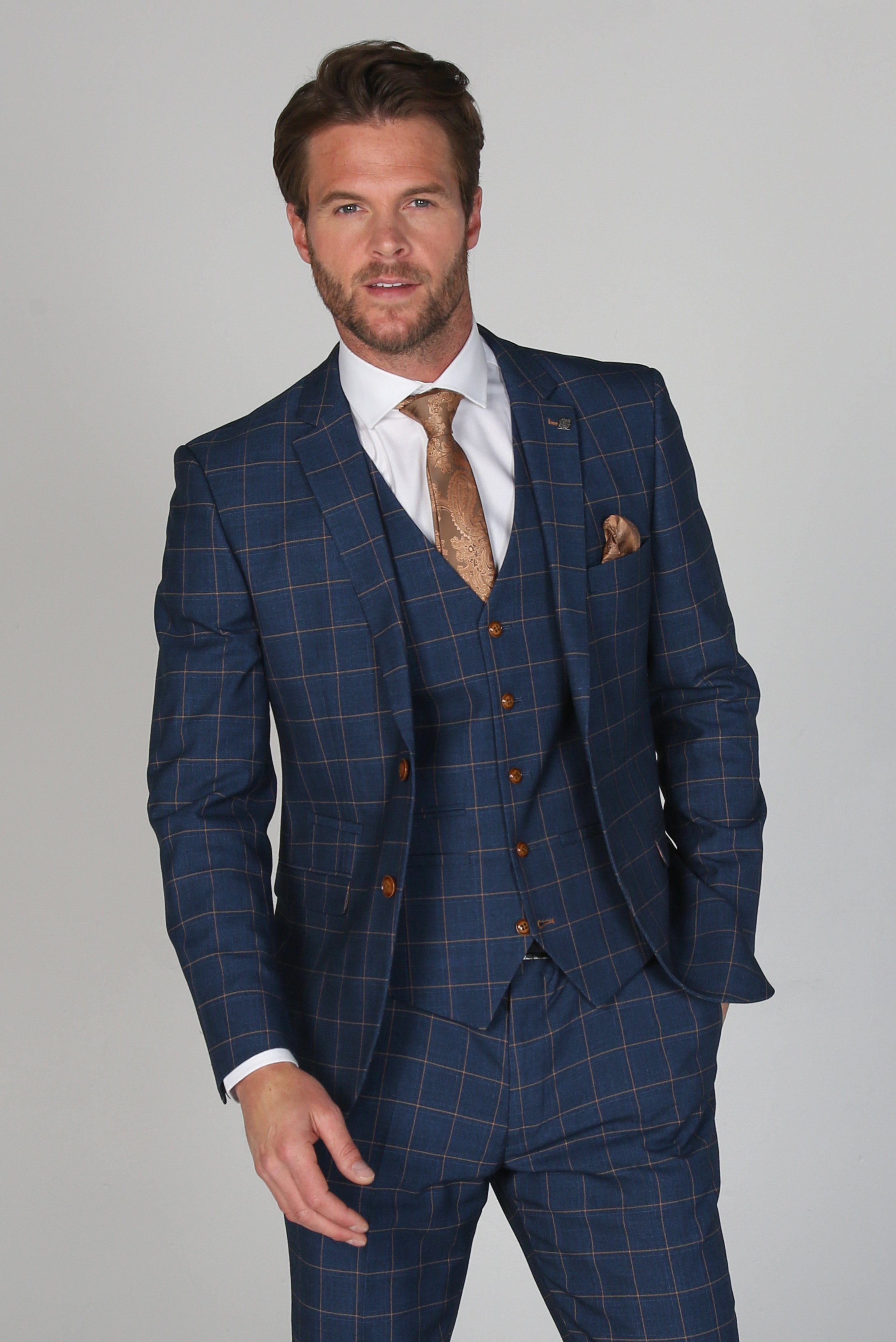 Men's Tailored Fit Windowpane Check Suit Jacket - HAMLEYS