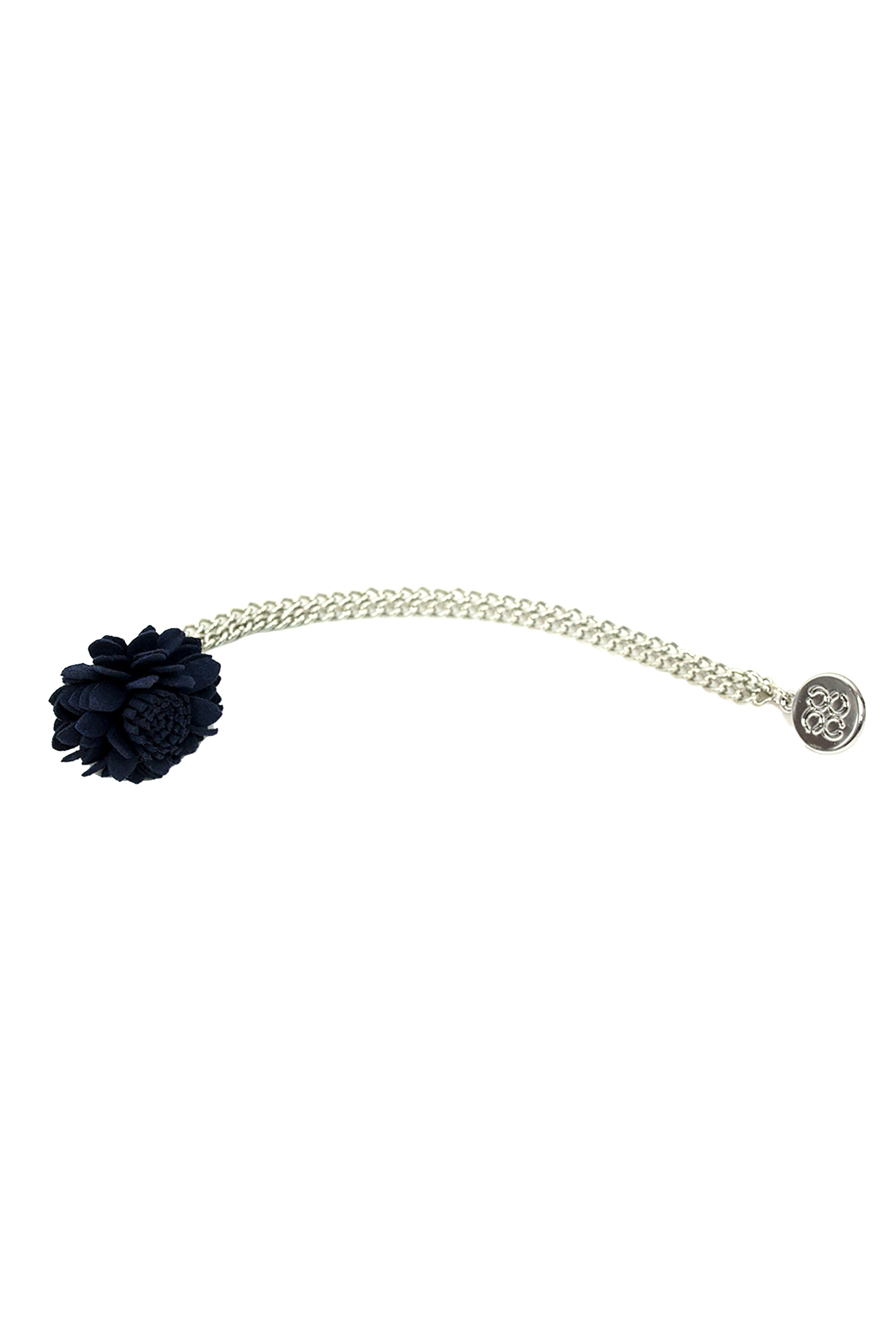 Unisex Flower Chain Brooch Suit Accessory - Navy Blue