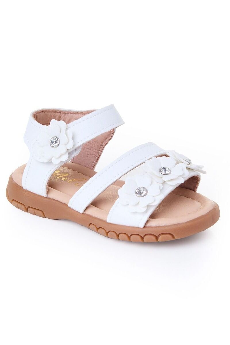 Girls’ Floral Sandal Shoes with Rhinestones - ARABELLA