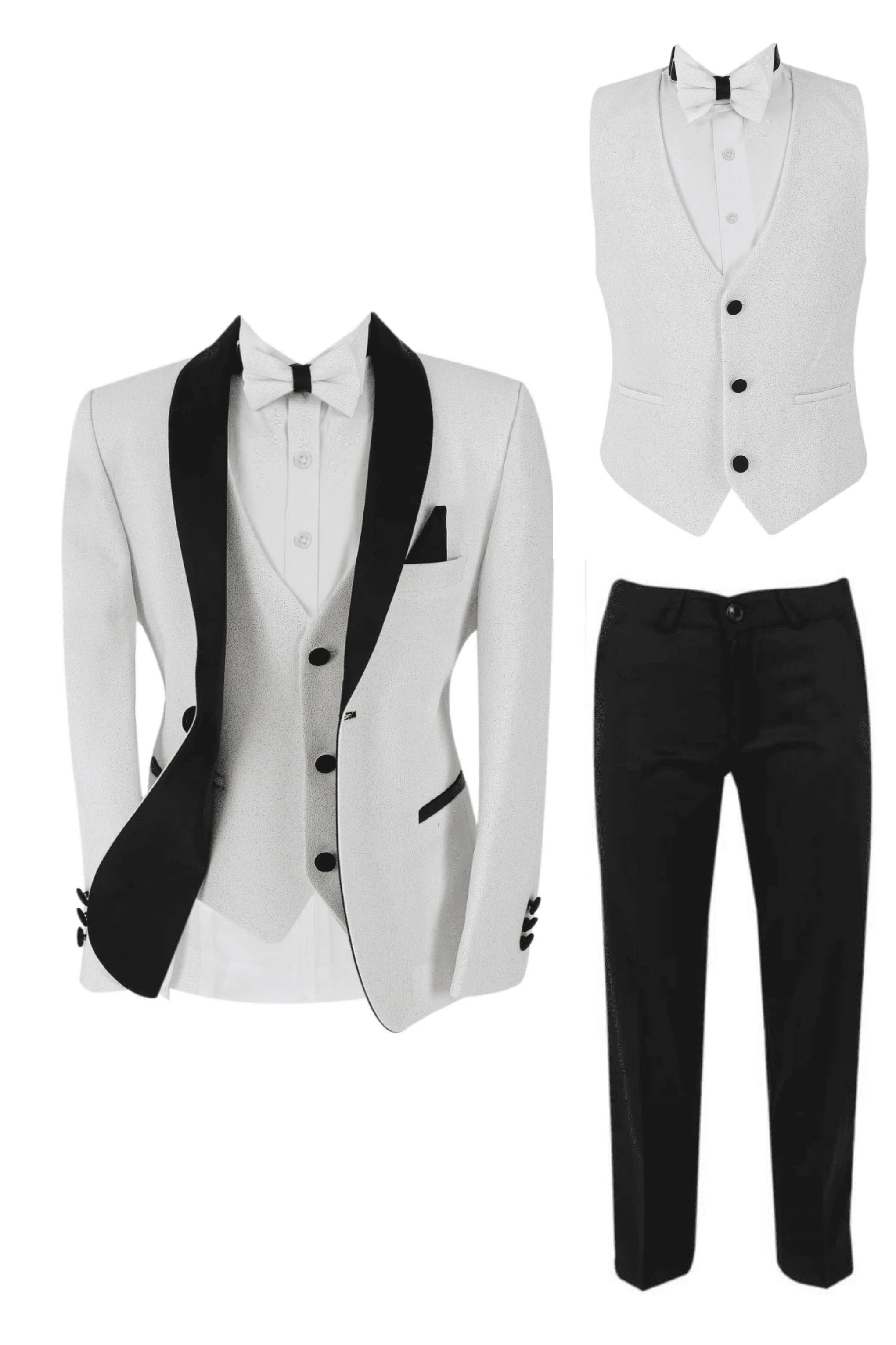 Boys Shimmer Tuxedo Dinner 6 Piece Suit Set