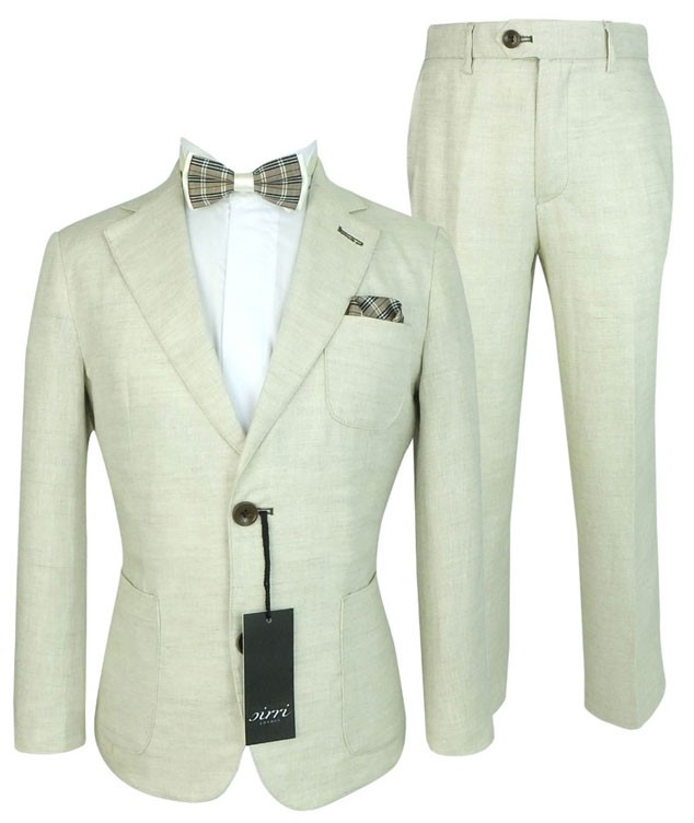 Boys Linen Suit with Elbo Patches