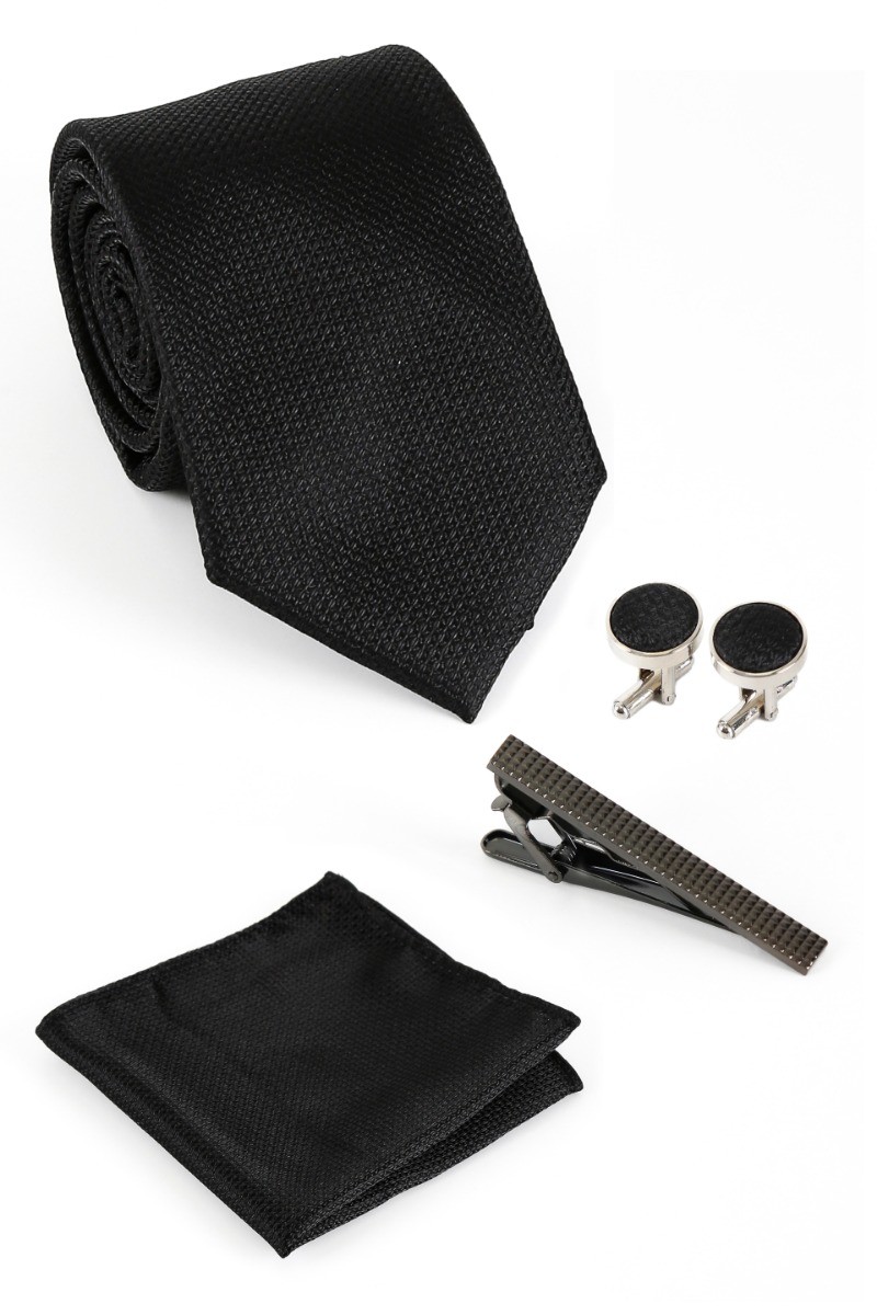 Men's Textured Tie & Cufflinks Set